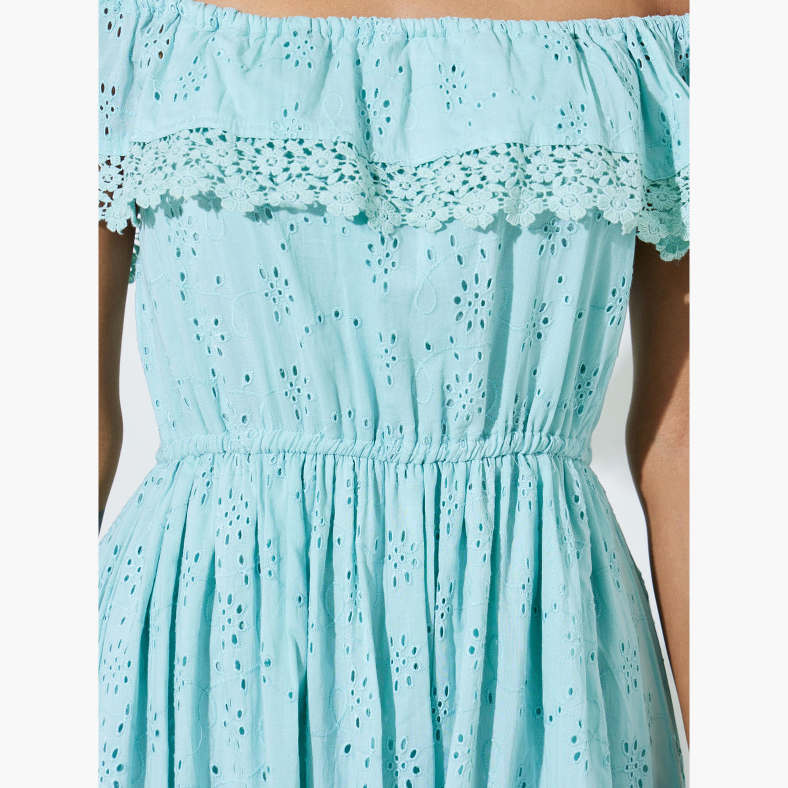 فستان ميدي قطن بأكتاف مكشوفة بتف-women-clothing-dresses-image-5