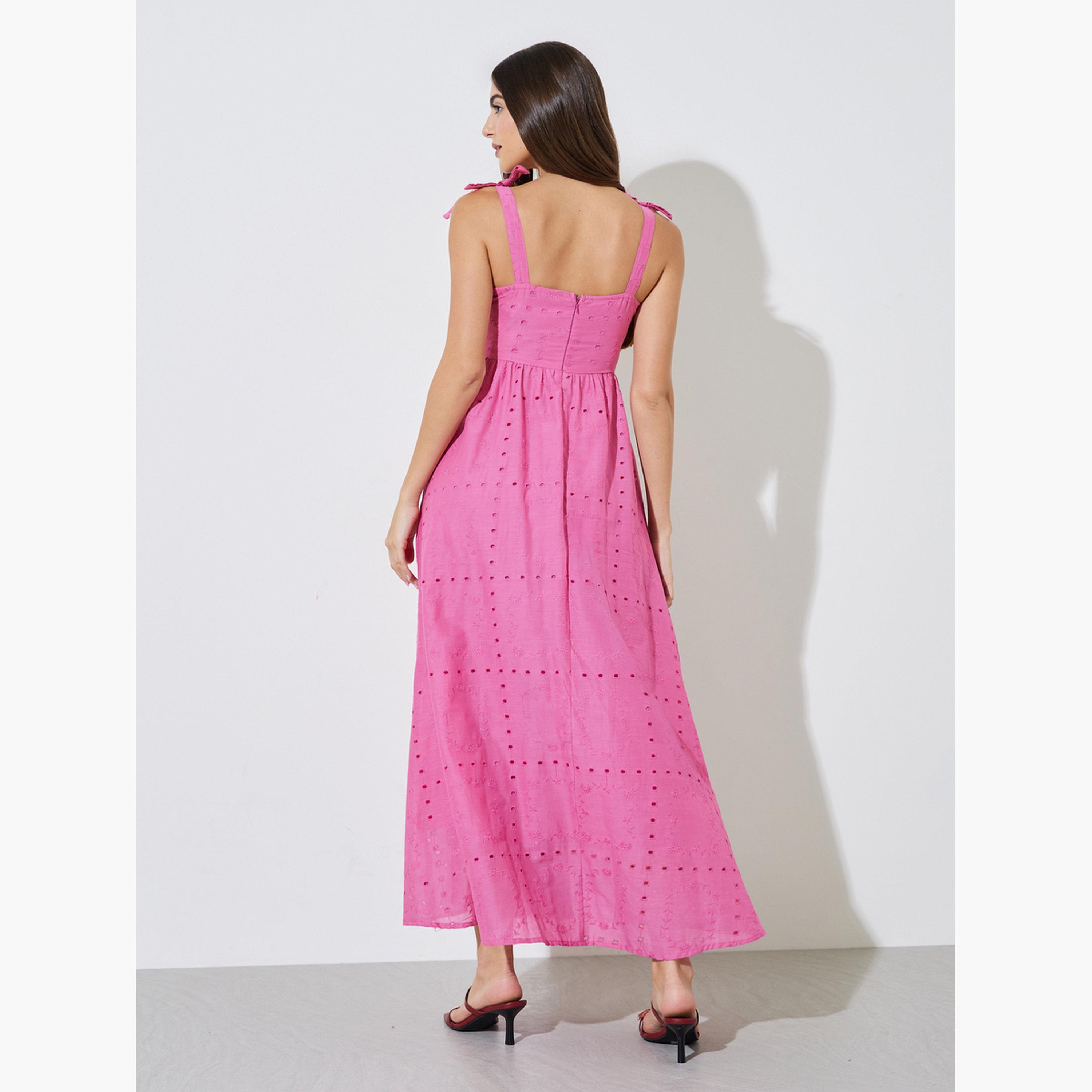 فستان طويل بحافة واسعة بتفاصيل شيفلي-women-clothing-dresses-image-4