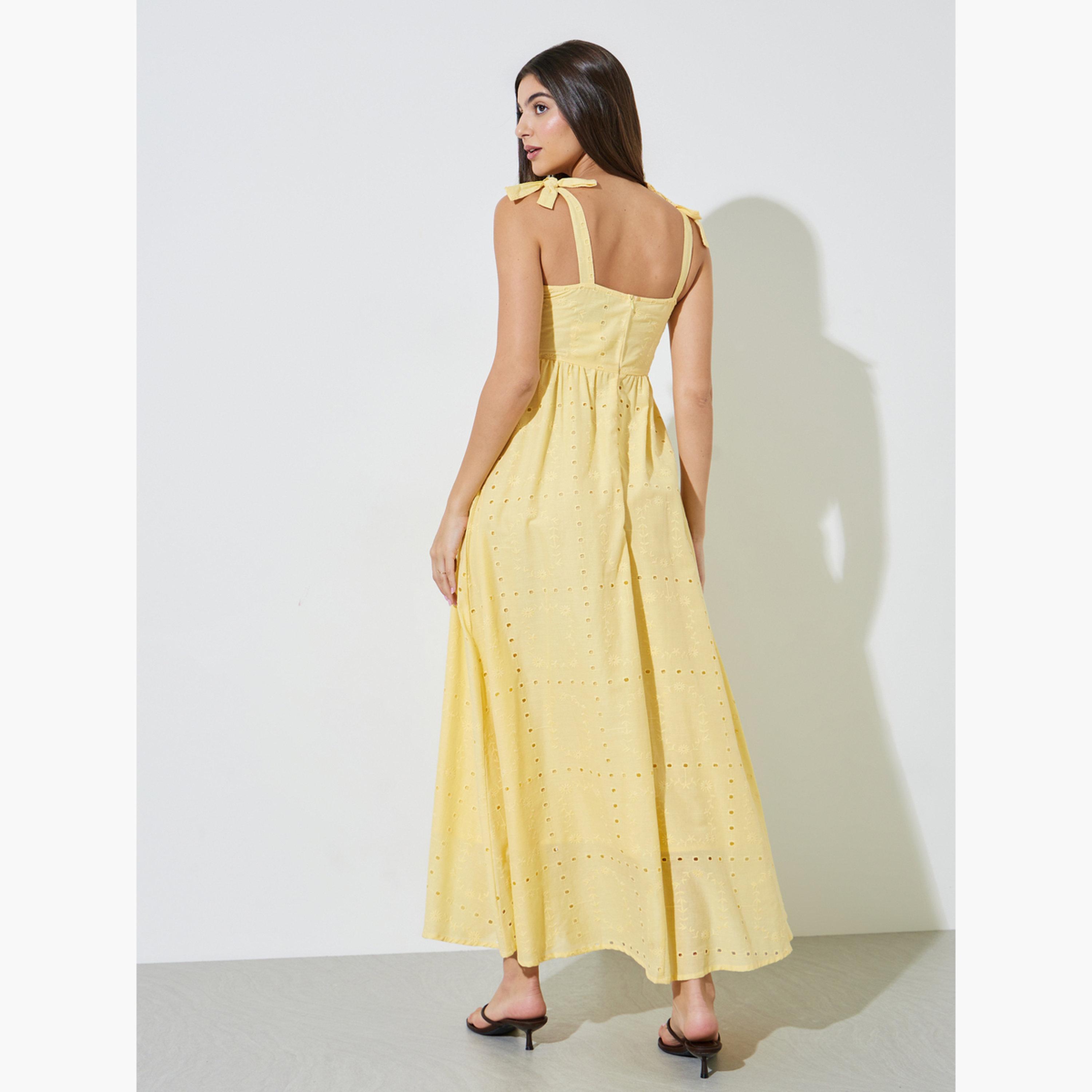 فستان طويل بحافة واسعة بتفاصيل شيفلي-women-clothing-dresses-image-4