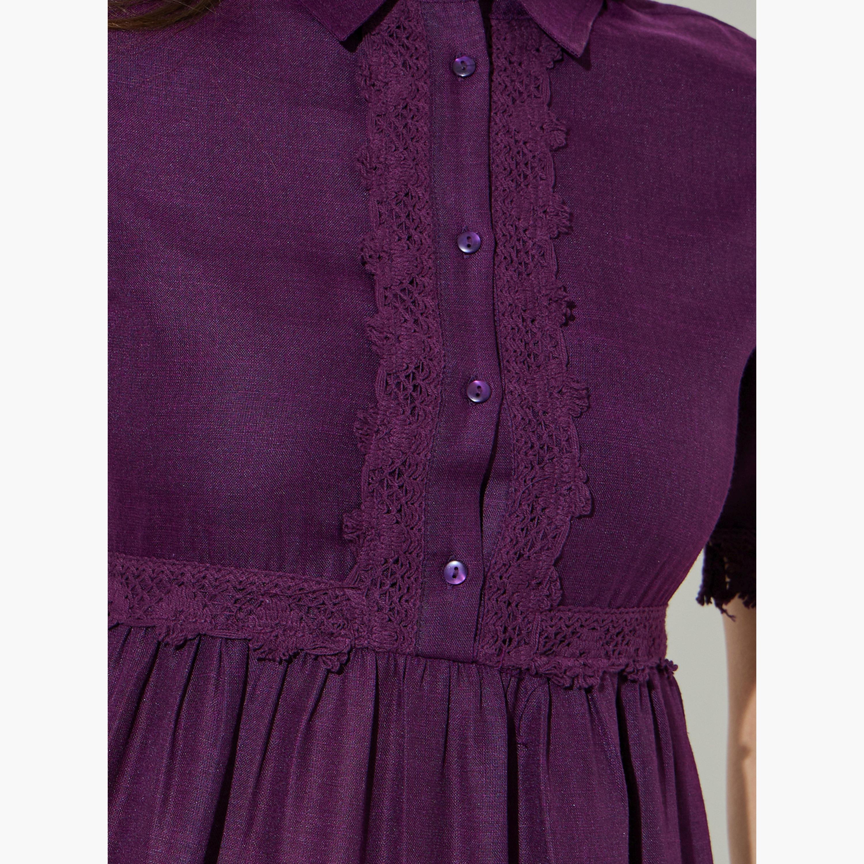 ستايلي - فستان ماكسي بأكمام قصيرة مزين بالدانتيل الأرجواني-women-clothing-dresses-image-5