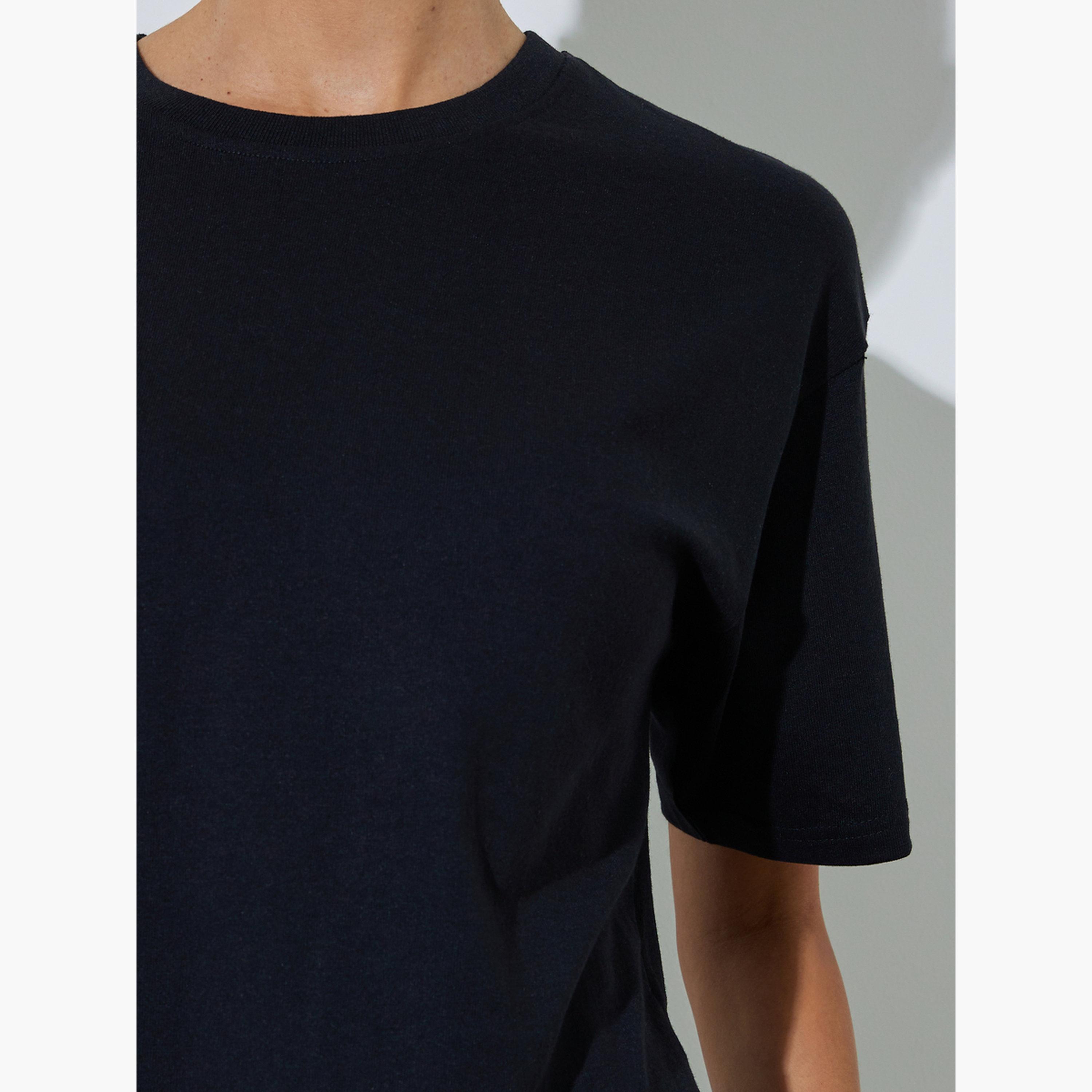Styli Black Oversized Round Neck T-Shirt-women-clothing-tshirts-image-5