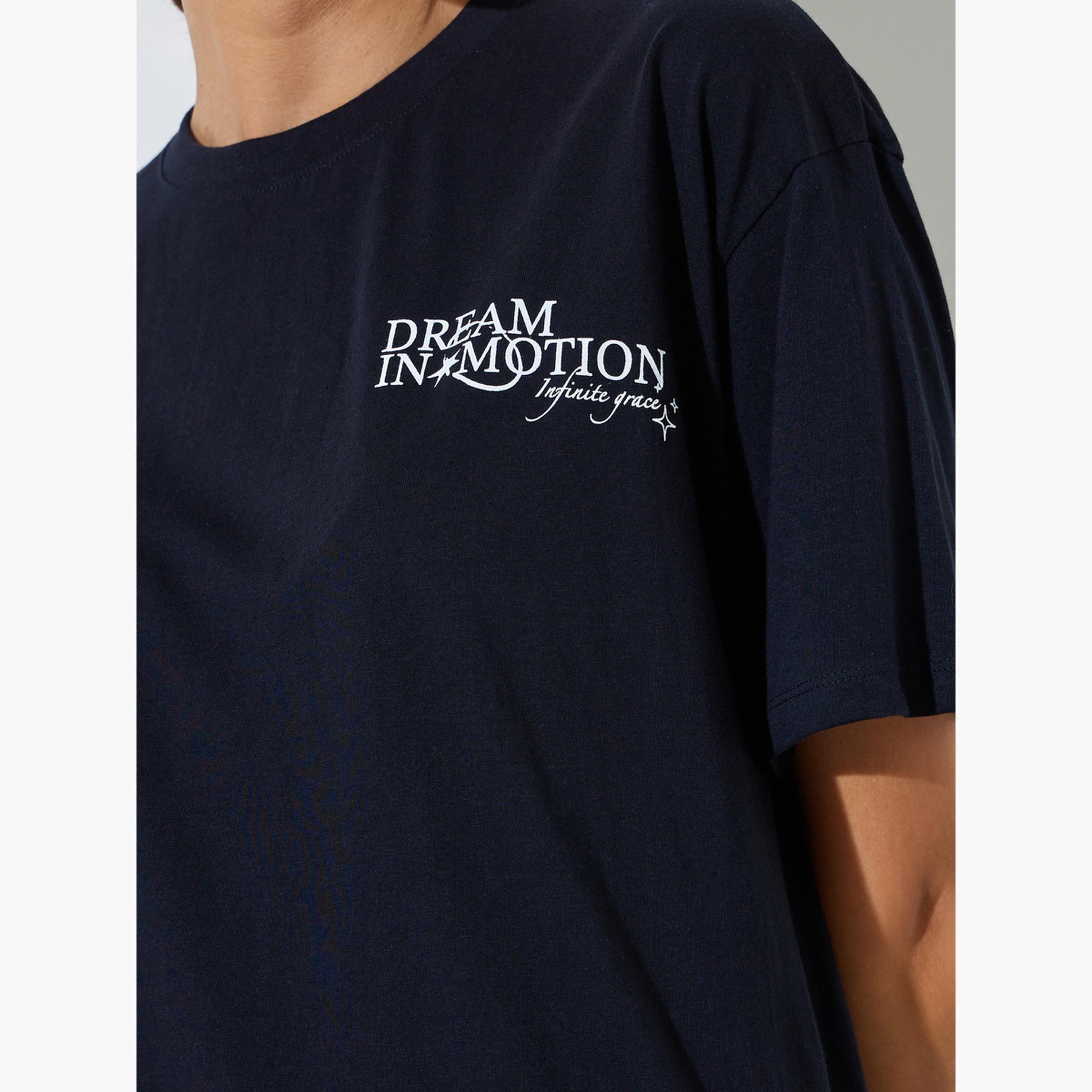 Styli Black Cotton Oversized Slogan Print T-Shirt-women-clothing-tshirts-image-5