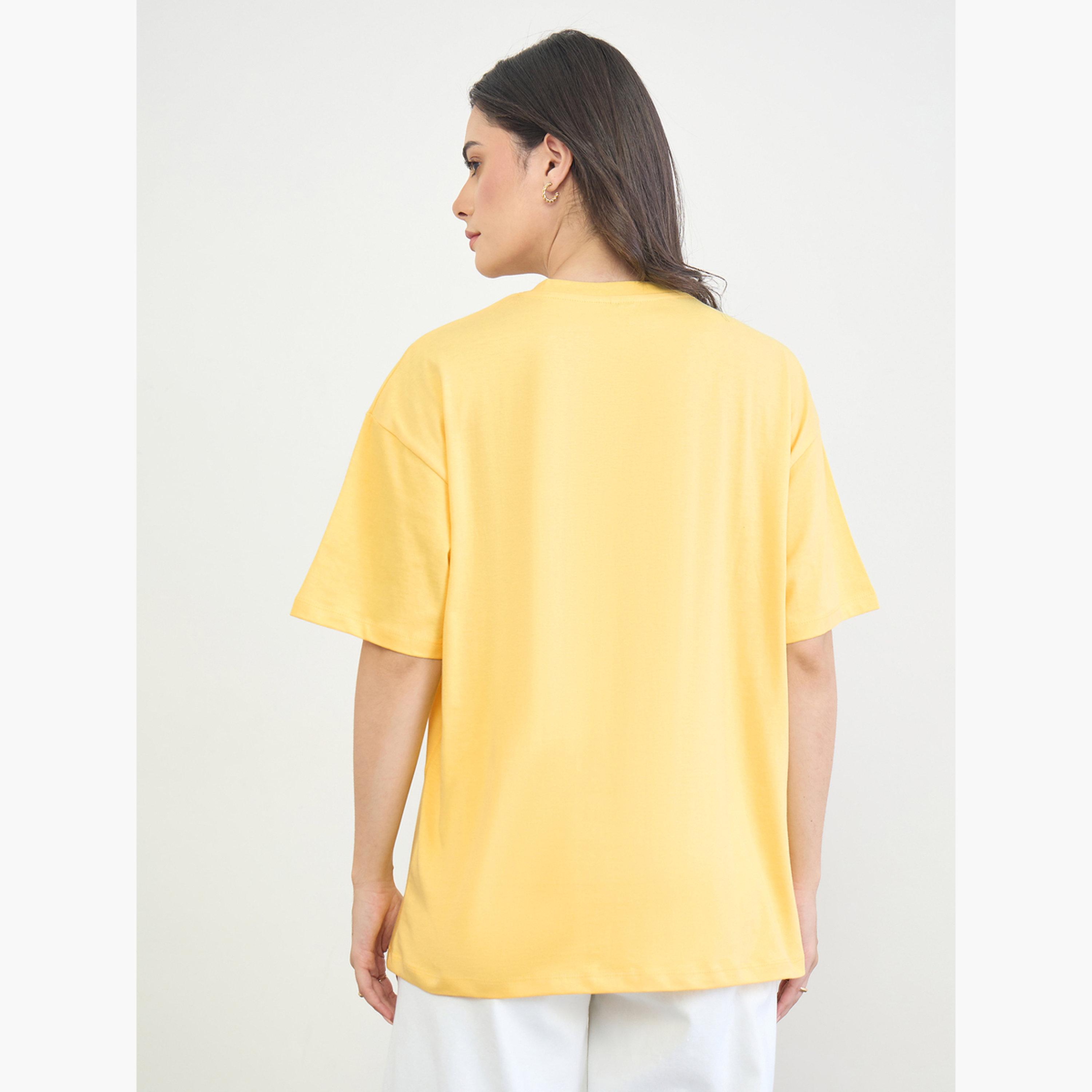 تيشيرت واسع %100 قطن بطبعة جرافيك-women-clothing-tshirts-image-4