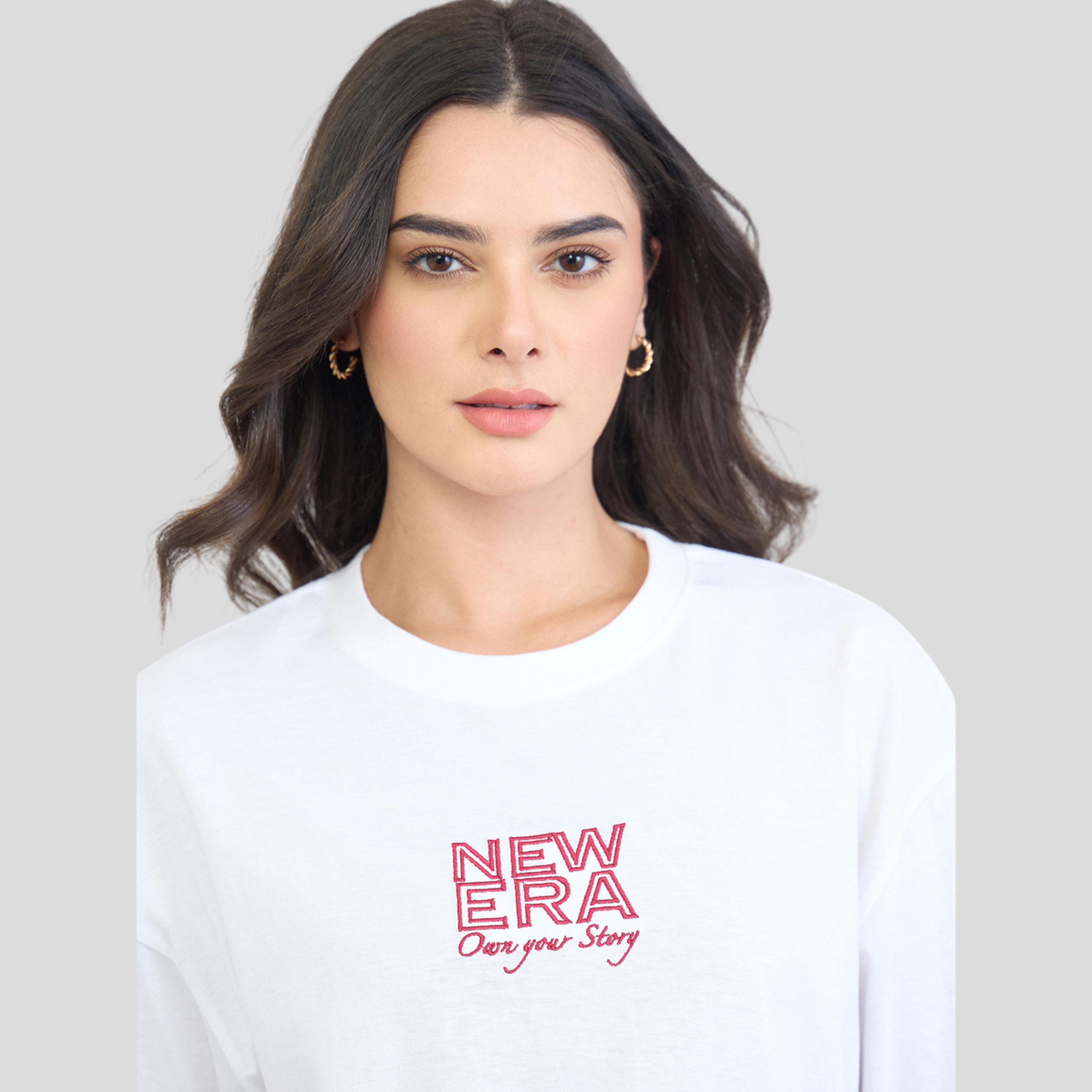 Styli White Embroidered Slogan 100% Cotton Oversized T-Shirt-women-clothing-tshirts-image-4