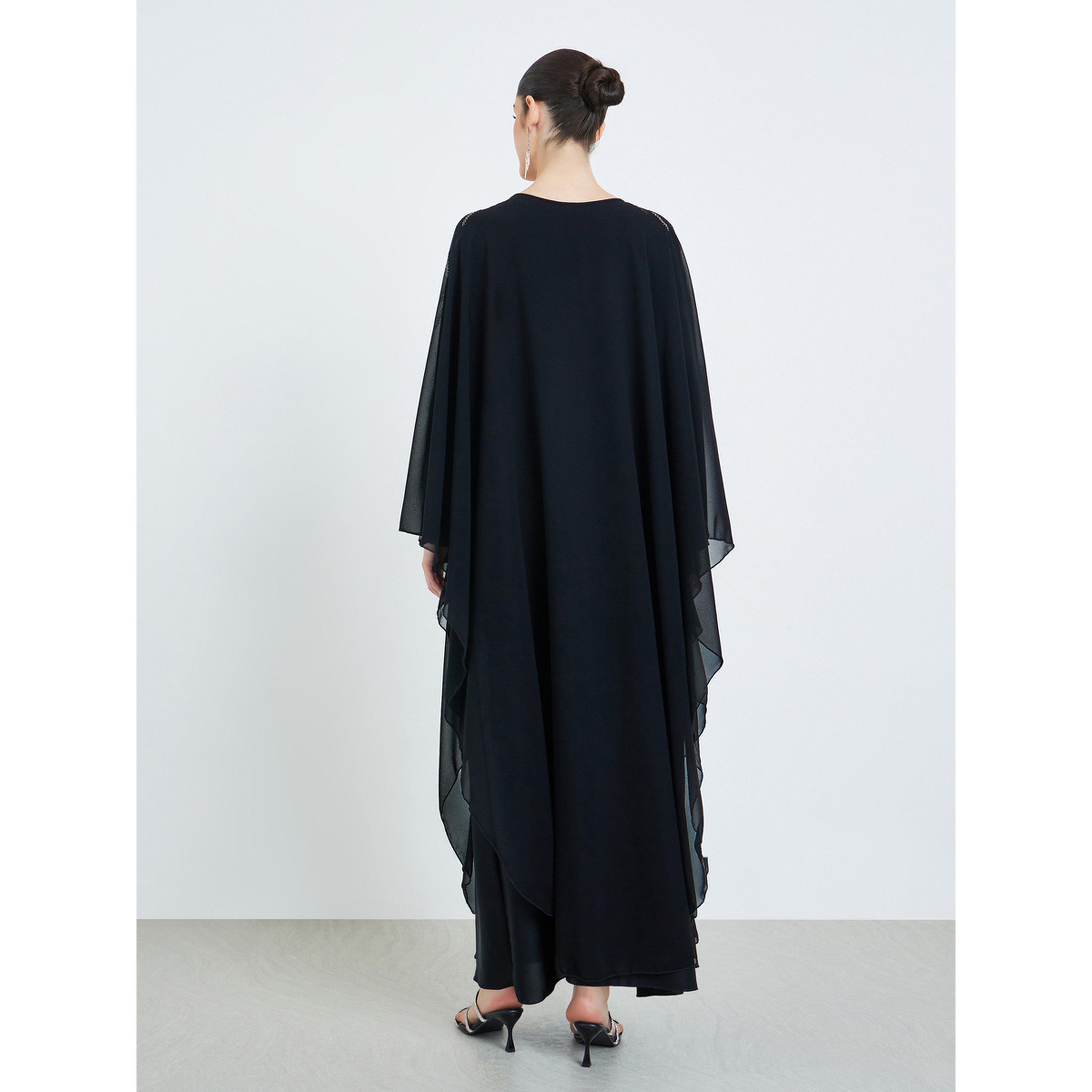 Styli Black Studded Front Panel Jalabiya-women-arabicclothing-jalabiyas-image-4