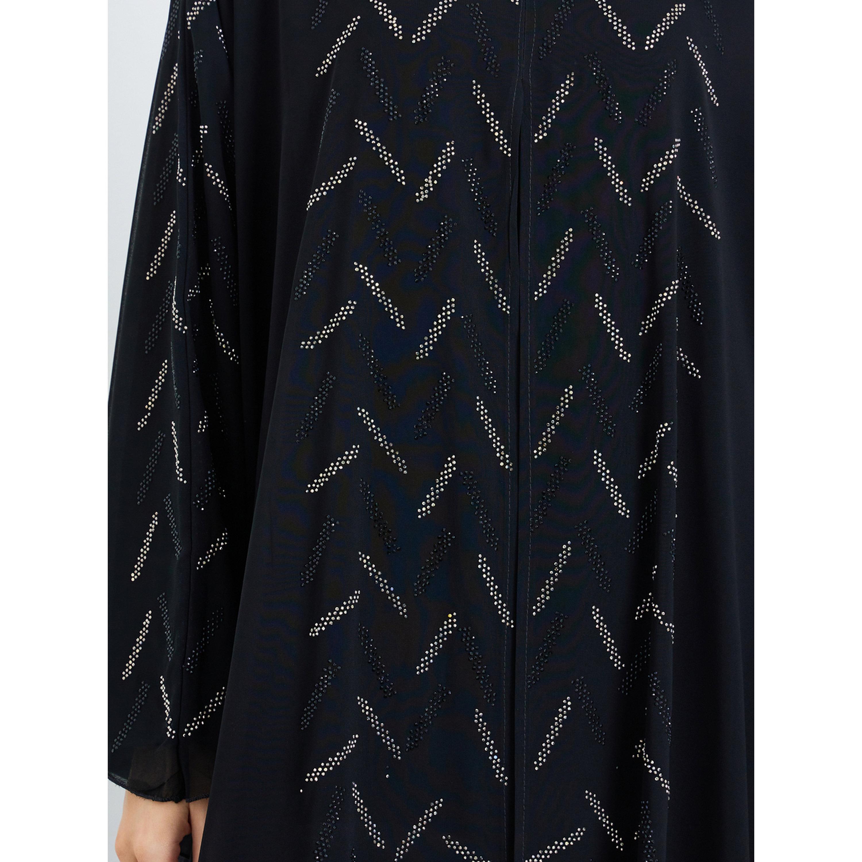 Styli Black Studded Front Panel Jalabiya-women-arabicclothing-jalabiyas-image-5