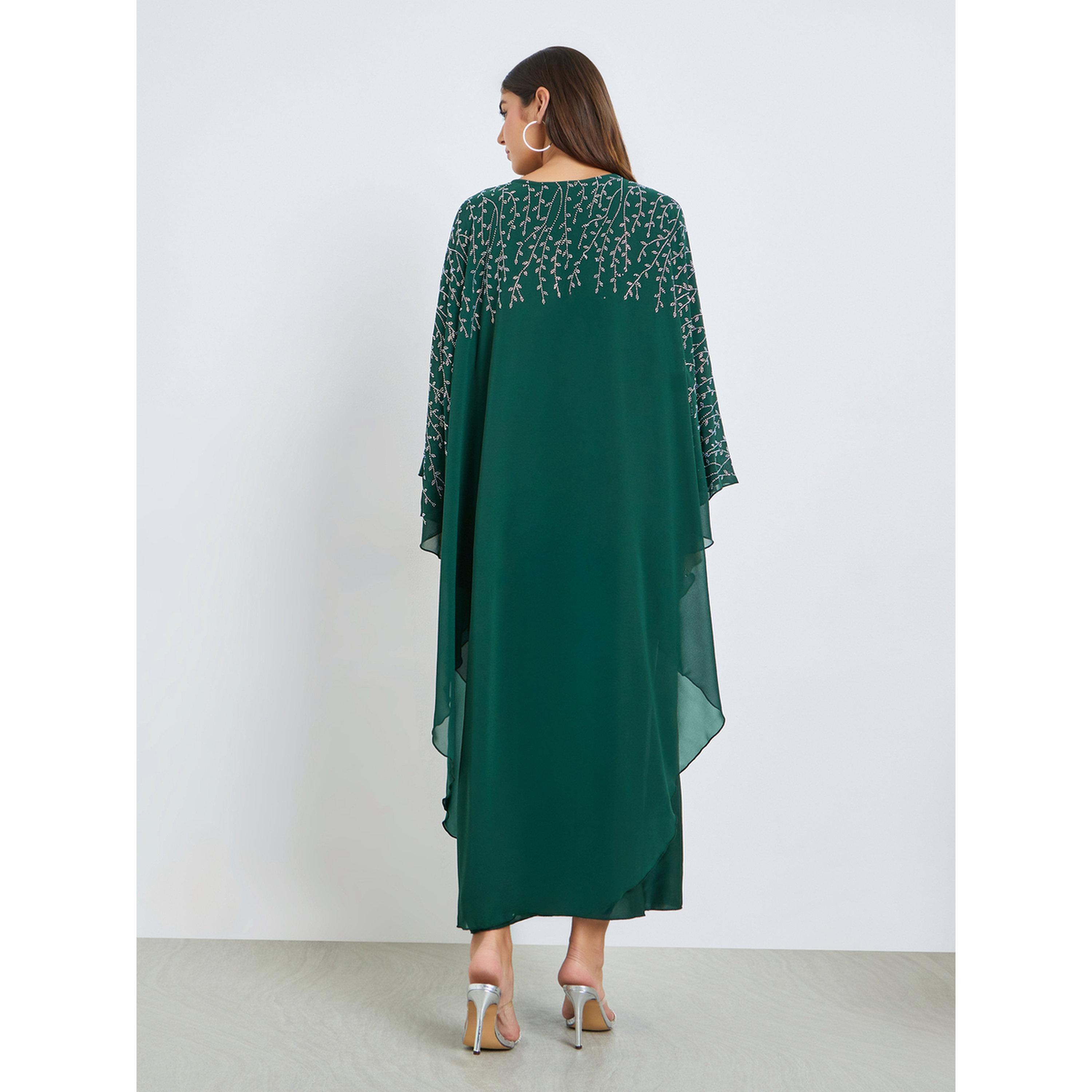 ستايلي - جلابية مزينة بكشكشة خضراء-women-arabicclothing-jalabiyas-image-4