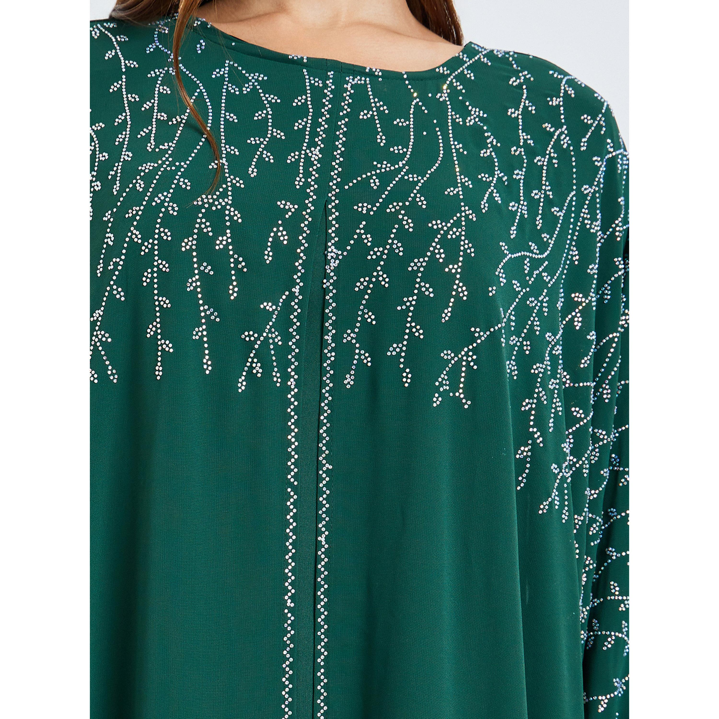 ستايلي - جلابية مزينة بكشكشة خضراء-women-arabicclothing-jalabiyas-image-5