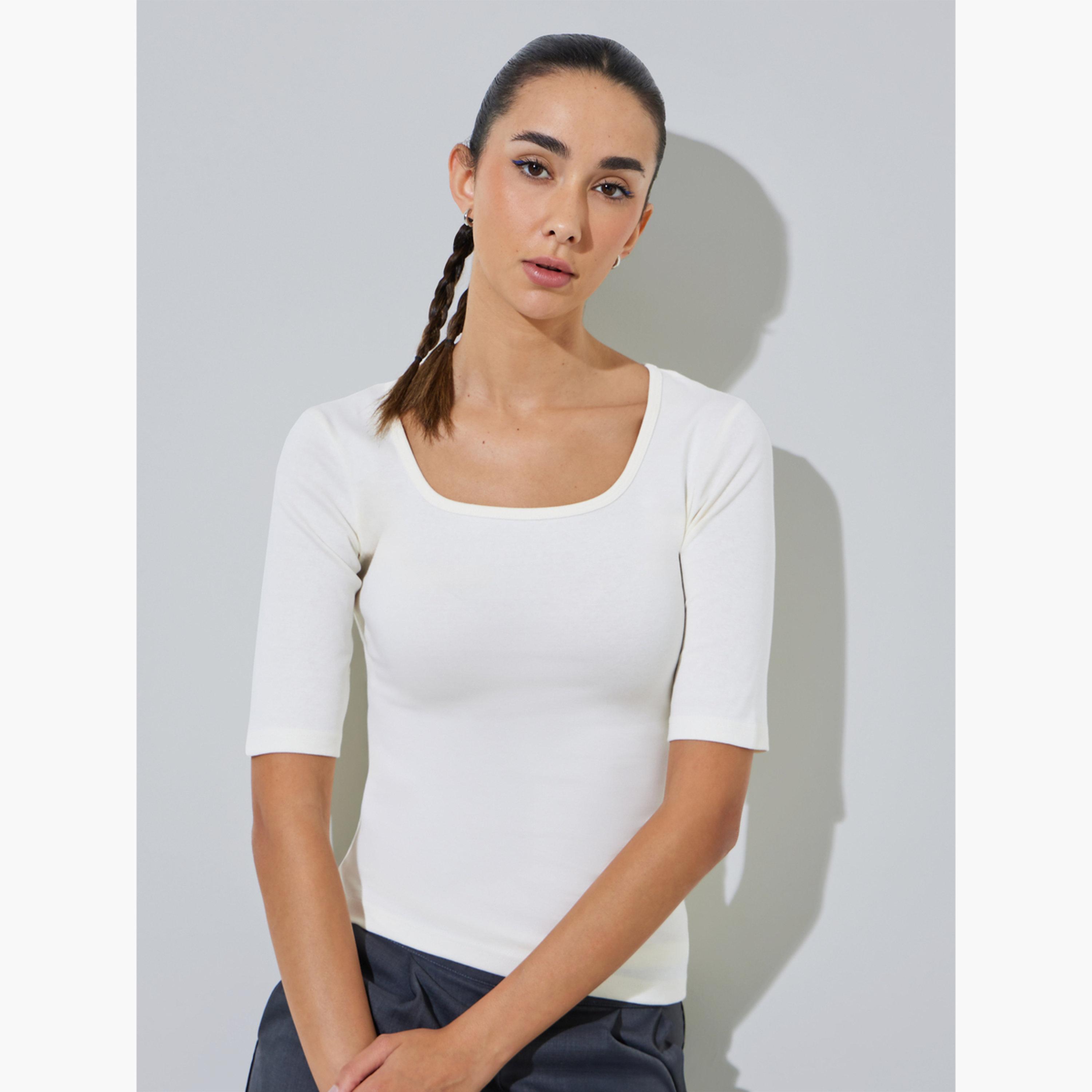 تيشيرت ضيق وسميك بياقة مربعة-women-clothing-tshirts-image-1