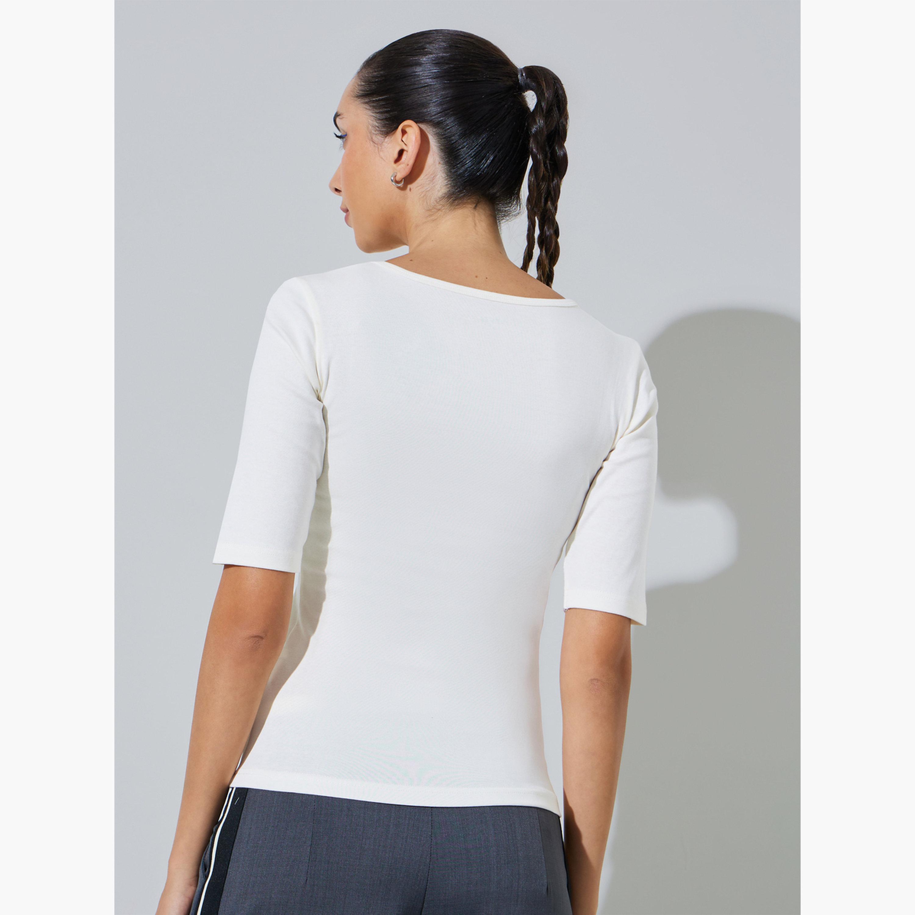 Styli Off White Heavyweight Fitted Square Neck T-Shirt-women-clothing-tshirts-image-4