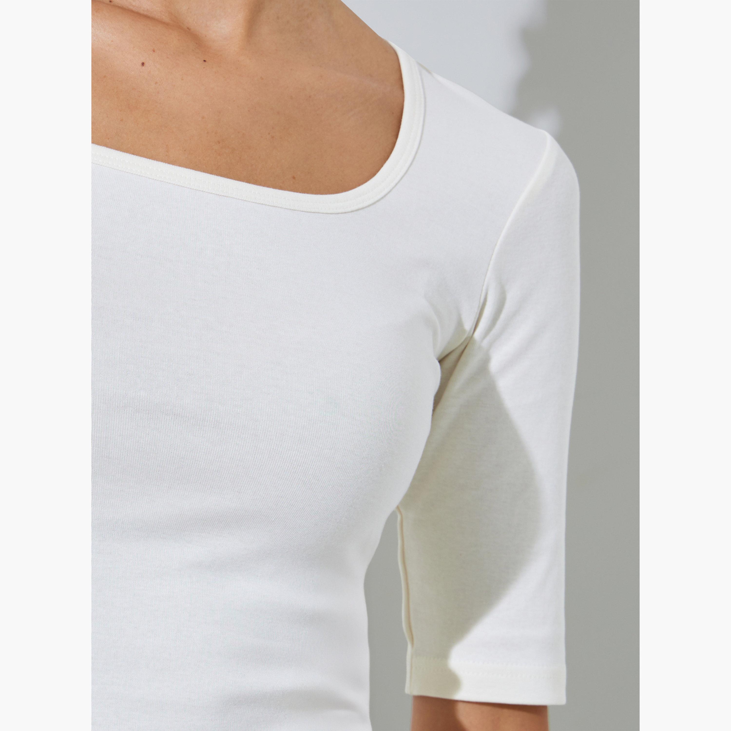 Styli Off White Heavyweight Fitted Square Neck T-Shirt-women-clothing-tshirts-image-5