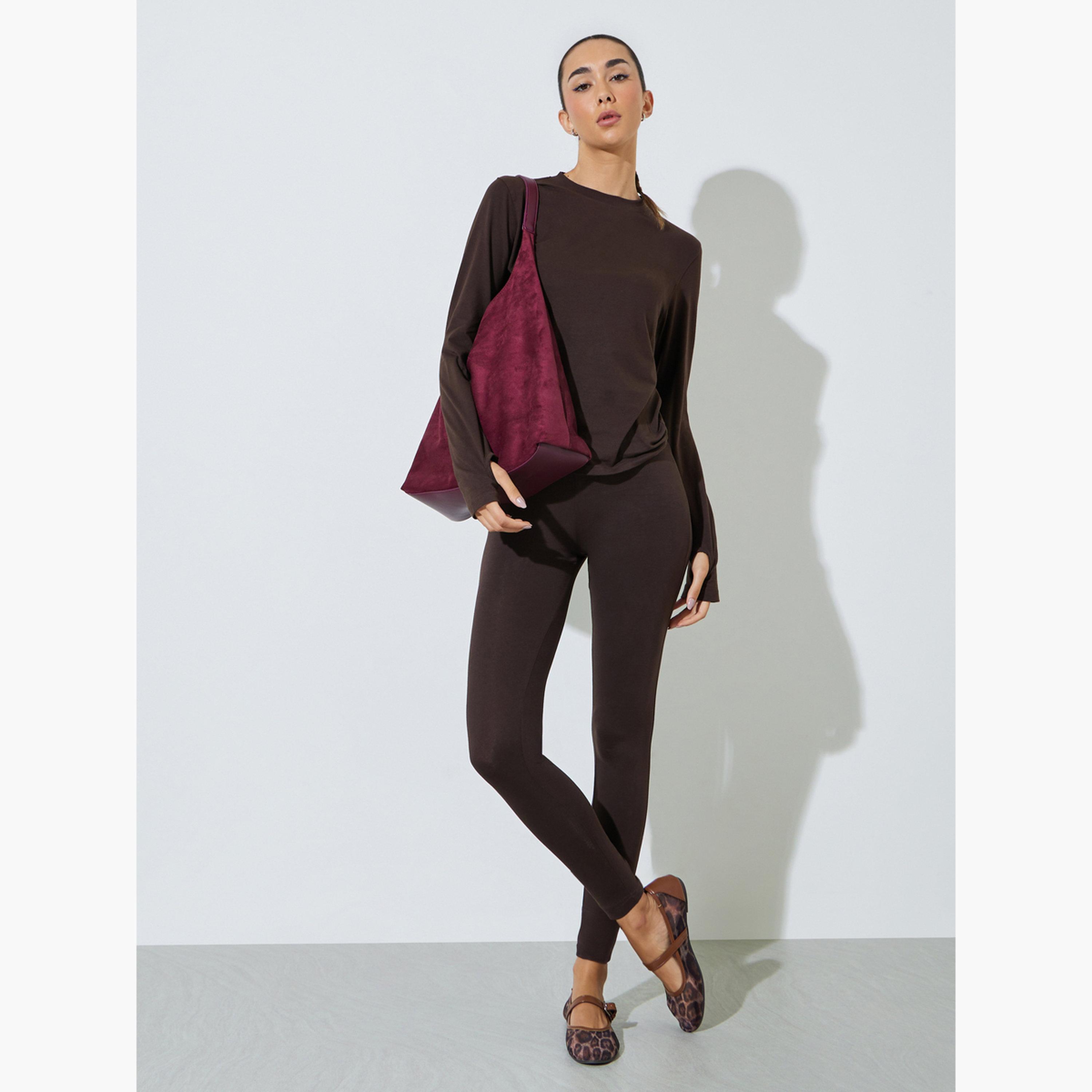 تيشيرت قطن ليكرا بأكمام بفتحة إبهام-women-clothing-tshirts-image-2