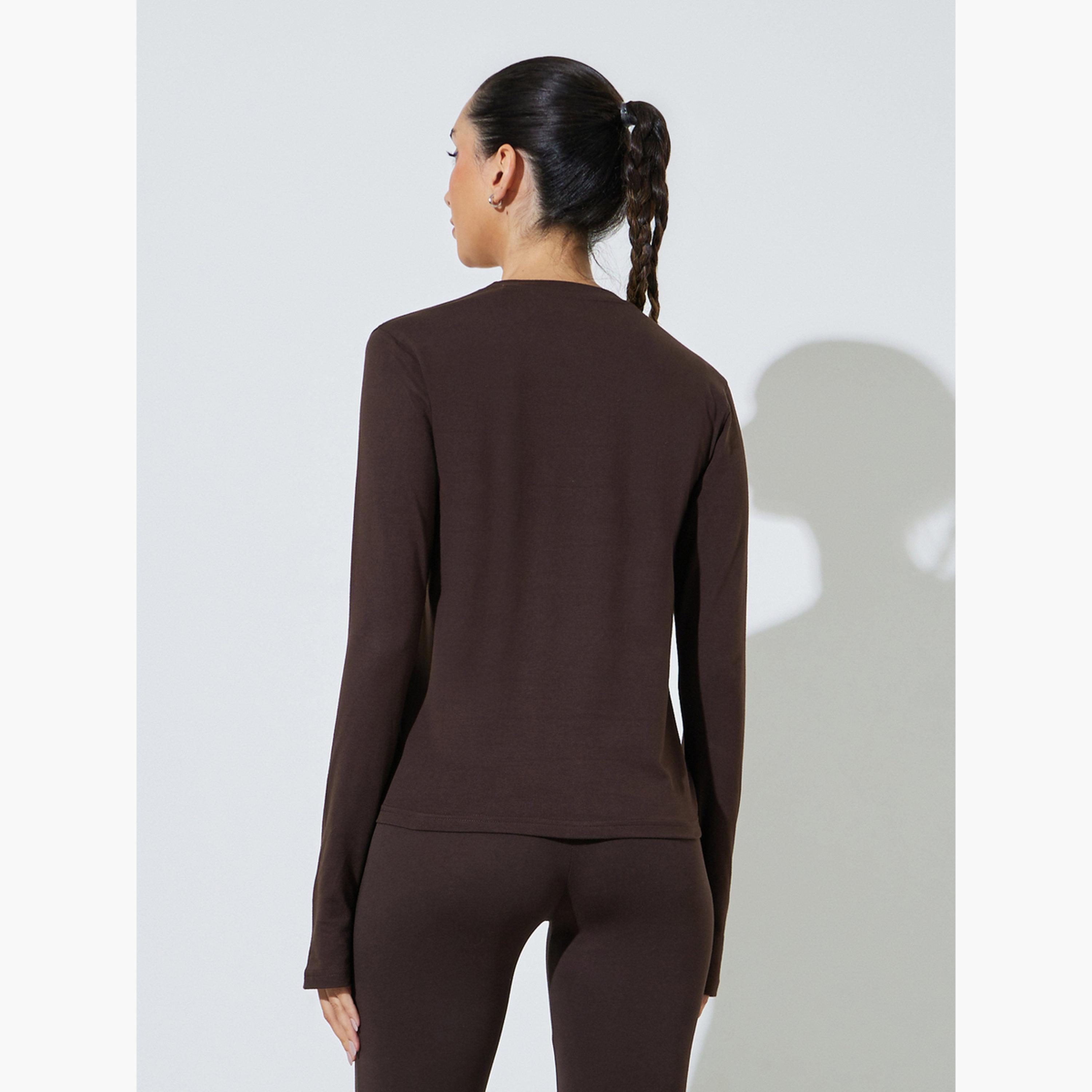 تيشيرت قطن ليكرا بأكمام بفتحة إبهام-women-clothing-tshirts-image-4