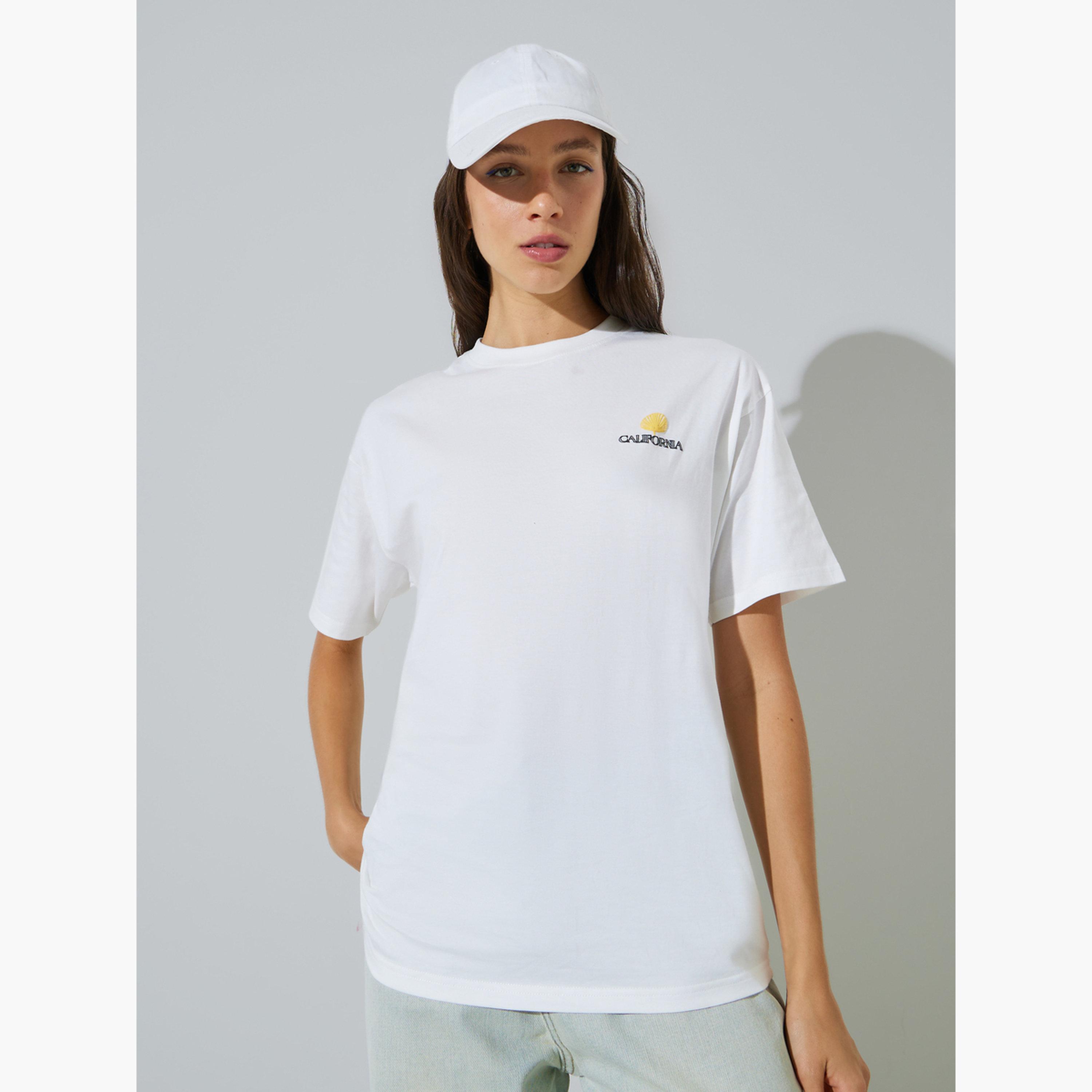 Styli White Graphic Front and Back Print 100% Cotton Oversized T-Shirt-women-clothing-tshirts-image-1