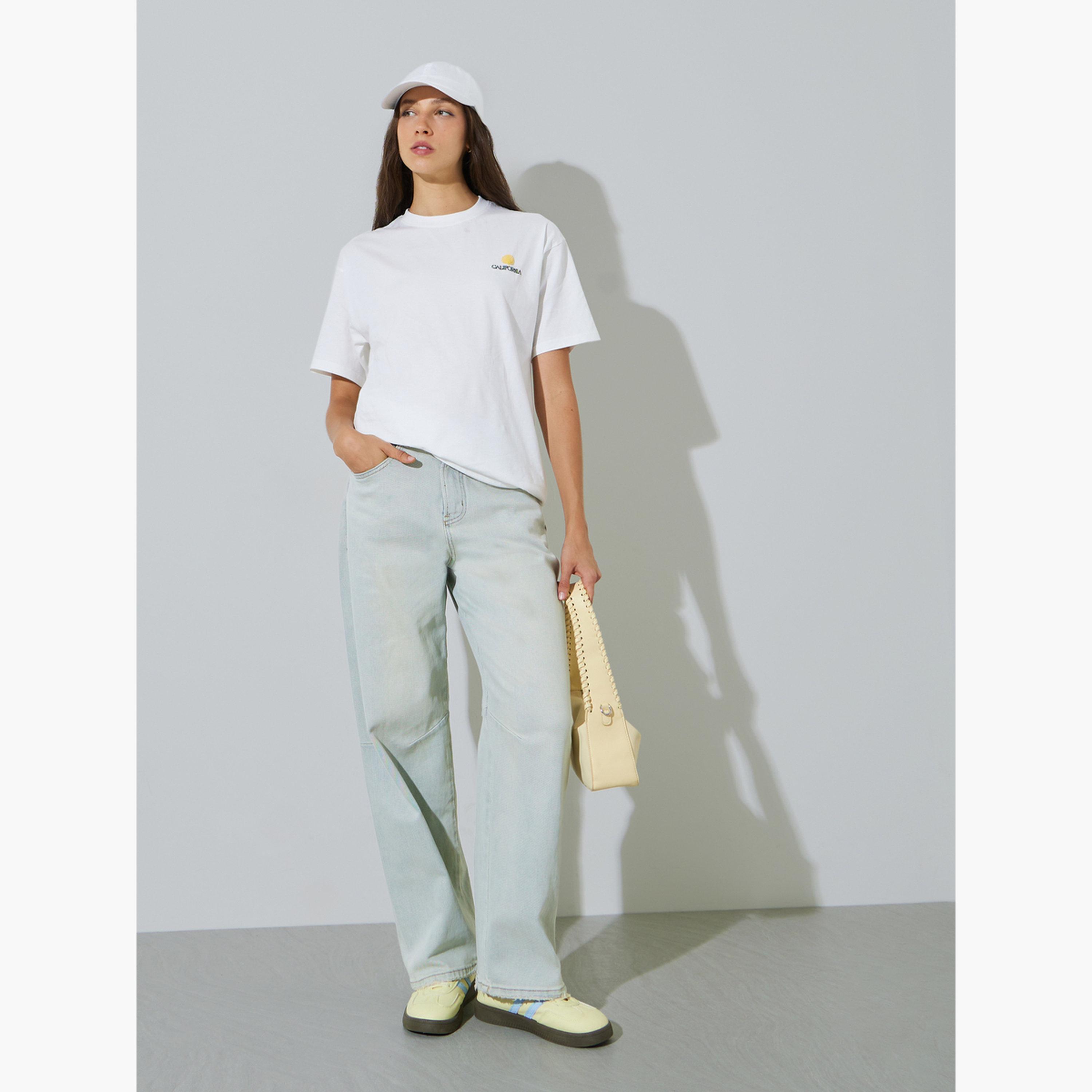 Styli White Graphic Front and Back Print 100% Cotton Oversized T-Shirt-women-clothing-tshirts-image-2