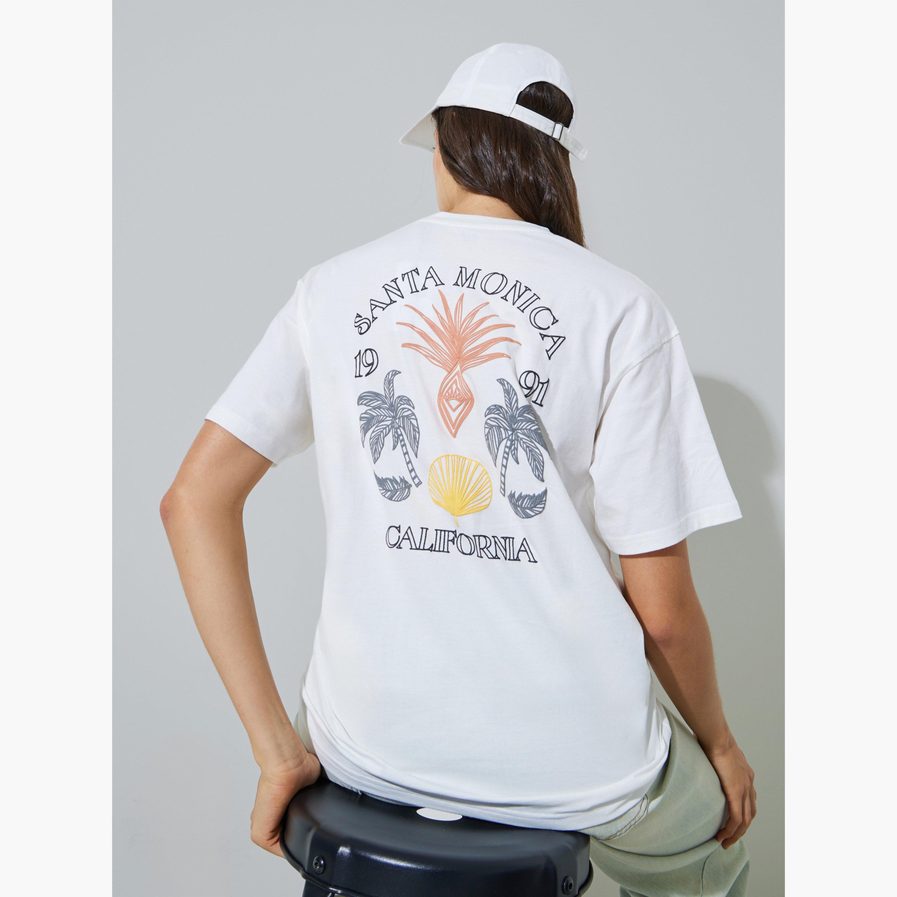 Styli White Graphic Front and Back Print 100% Cotton Oversized T-Shirt-women-clothing-tshirts-image-3