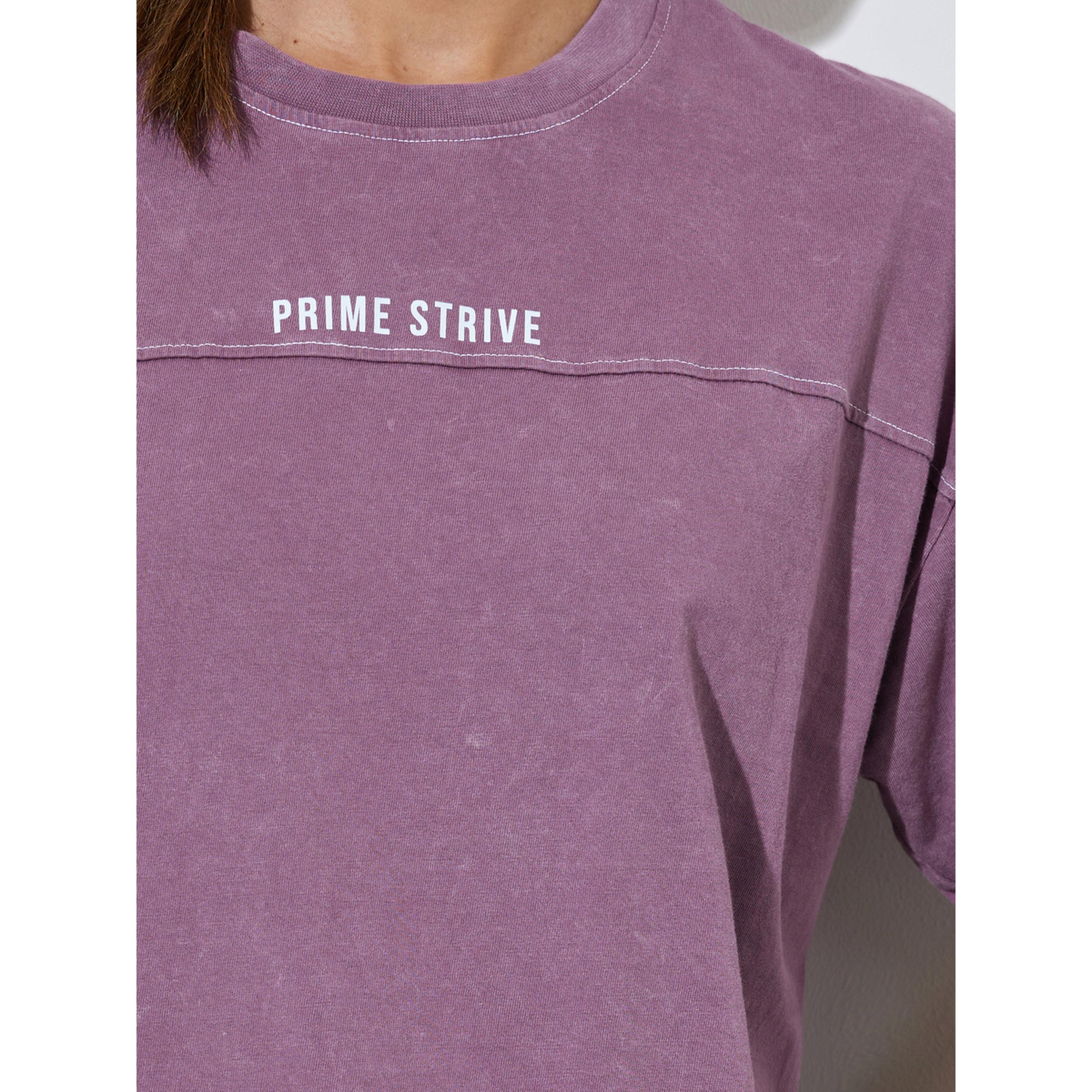 Styli Purple Slogan Print Acid Wash Contrast Stitch T-Shirt-women-clothing-tshirts-image-5