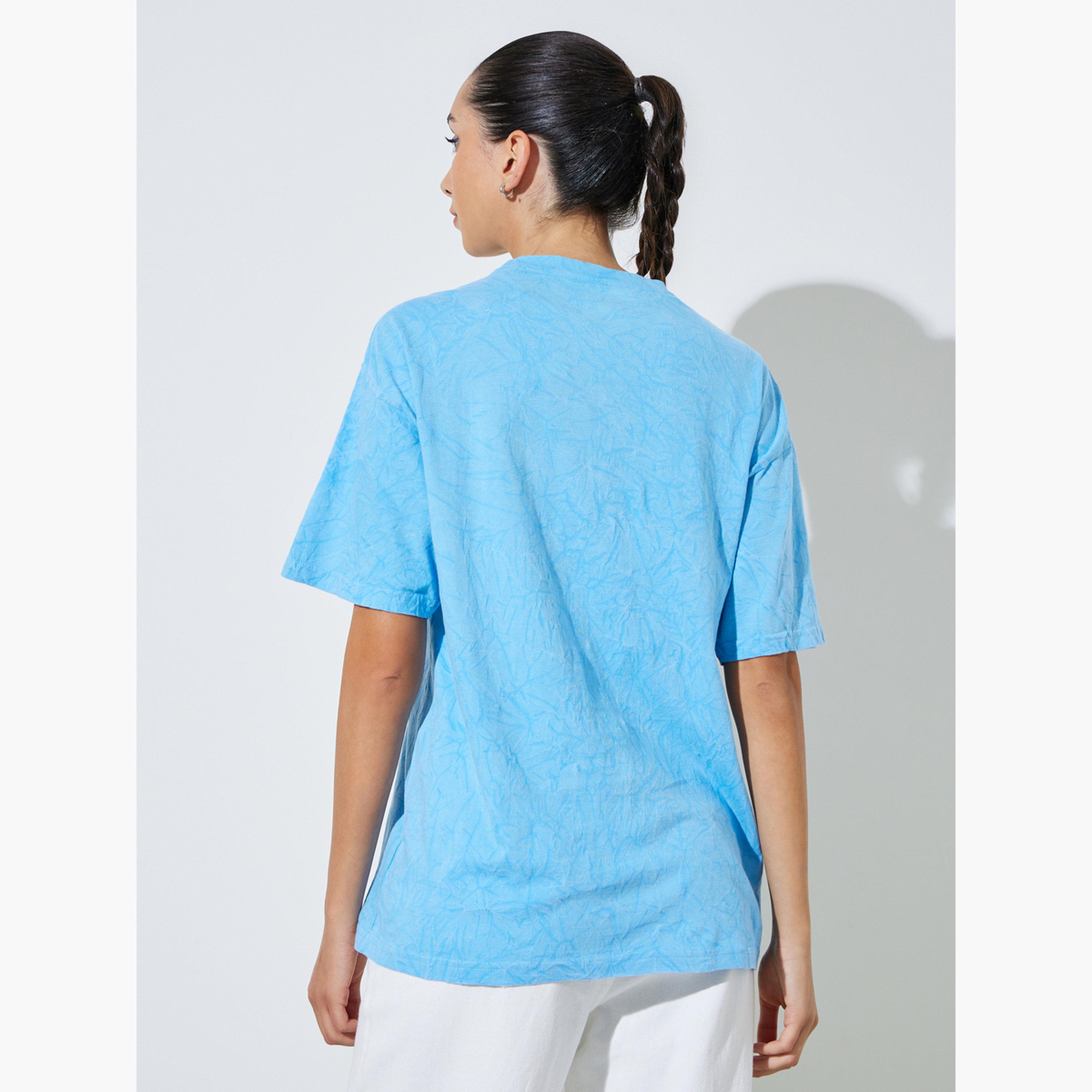 Styli Blue Acid Wash Oversized Graphic Cotton T-Shirt-women-clothing-tshirts-image-4