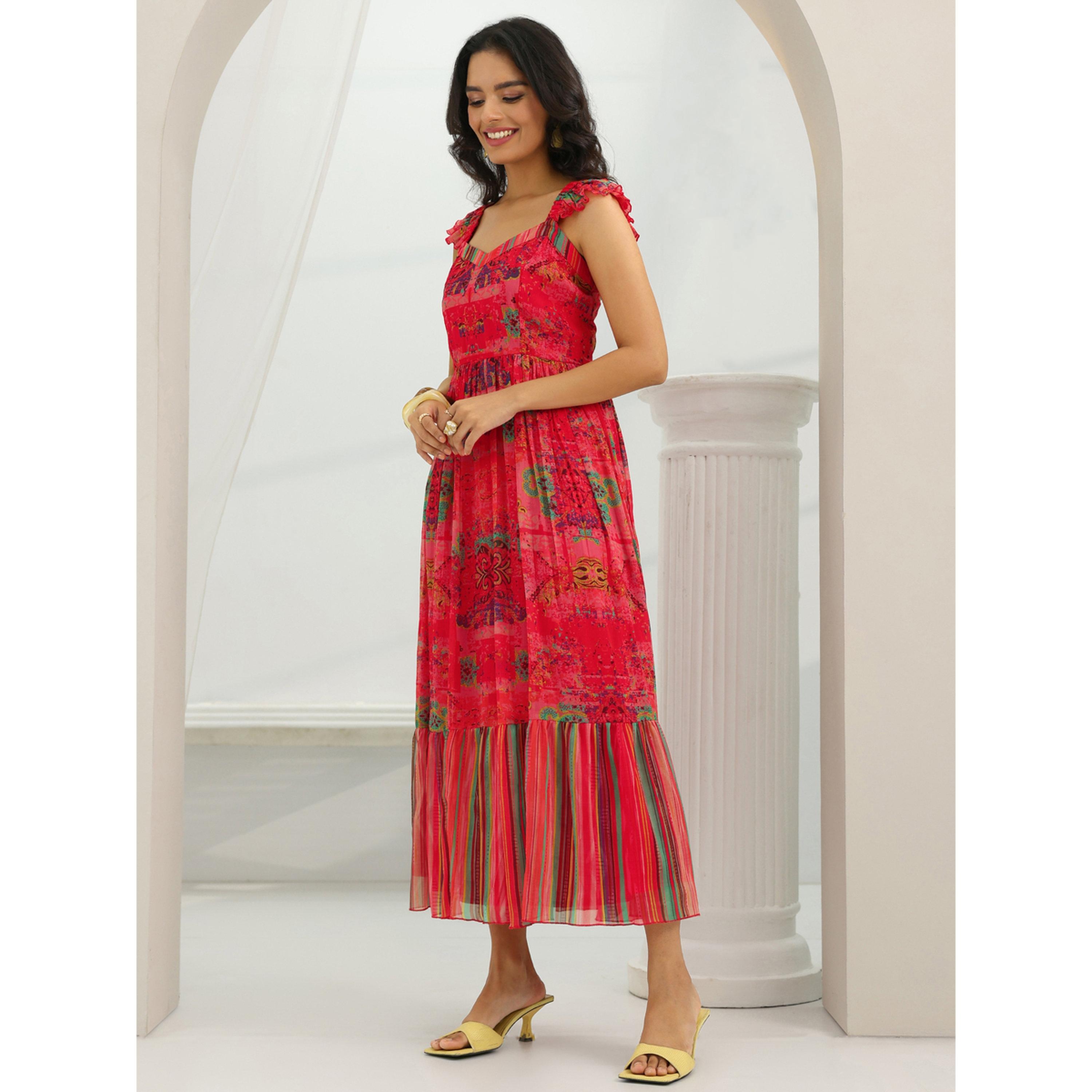 Libas X Styli Coral Chiffon Printed Tiered Midi Dress-women-clothing-dresses-image-2