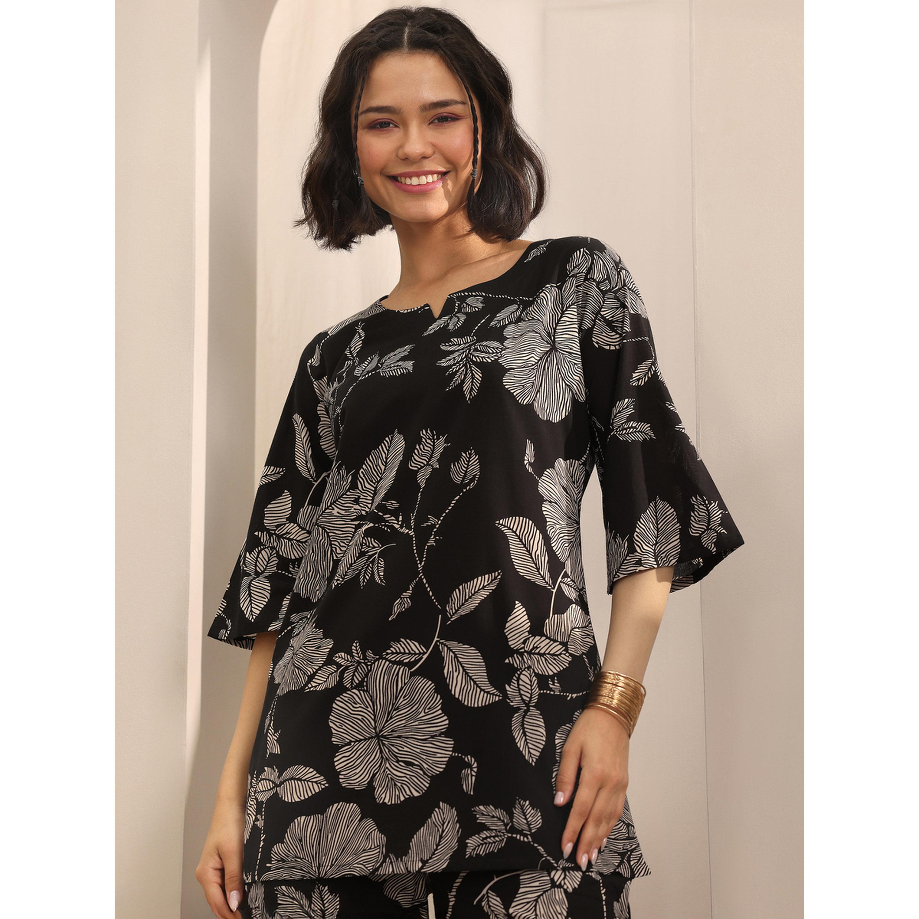 Libas X Styli Black Printed Cotton Pyjama Set-women-clothing-nightwear-pyjamas-longsets-image-2