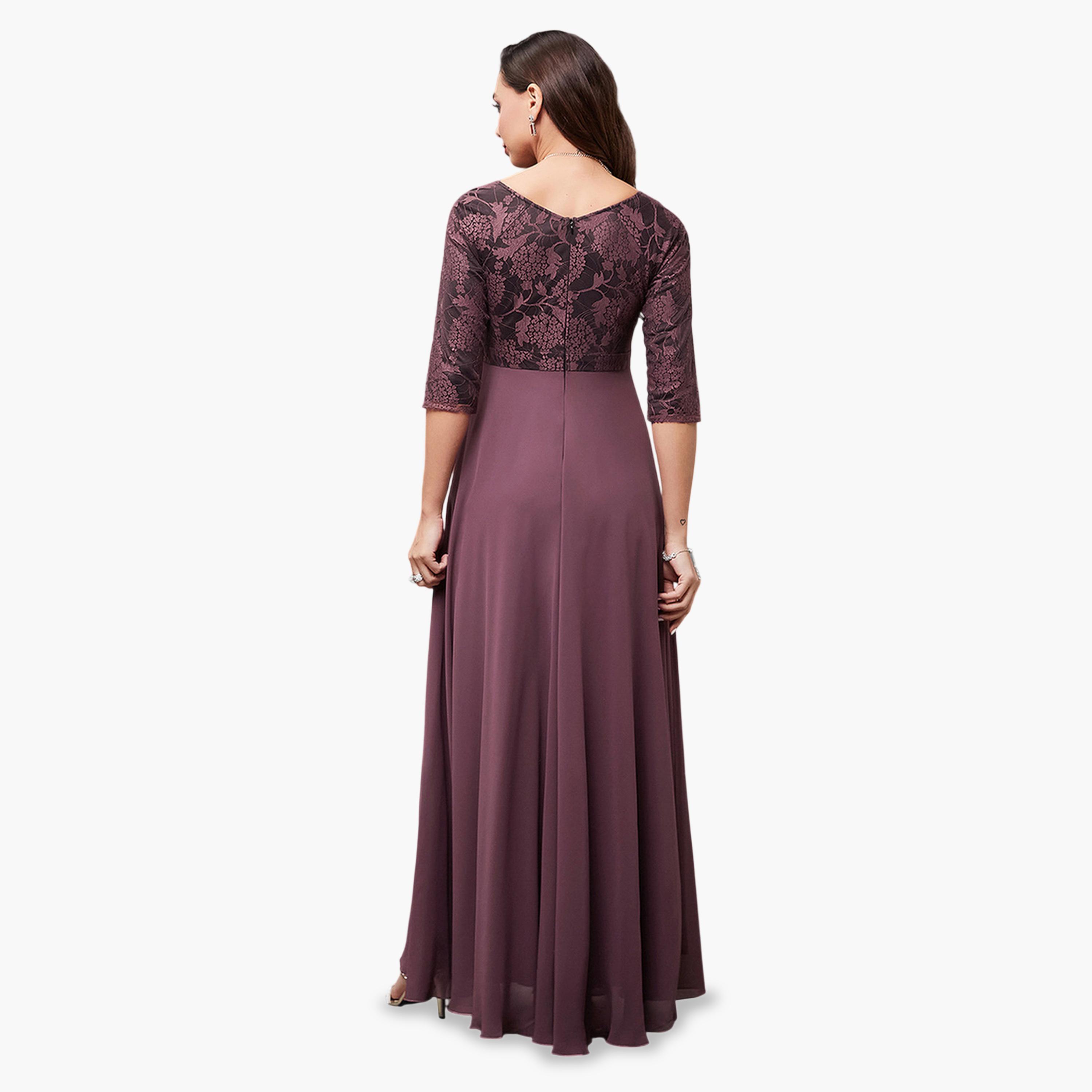 فستان طويل بأكمام 3/4 وتفاصيل دانتيل-women-clothing-dresses-image-3