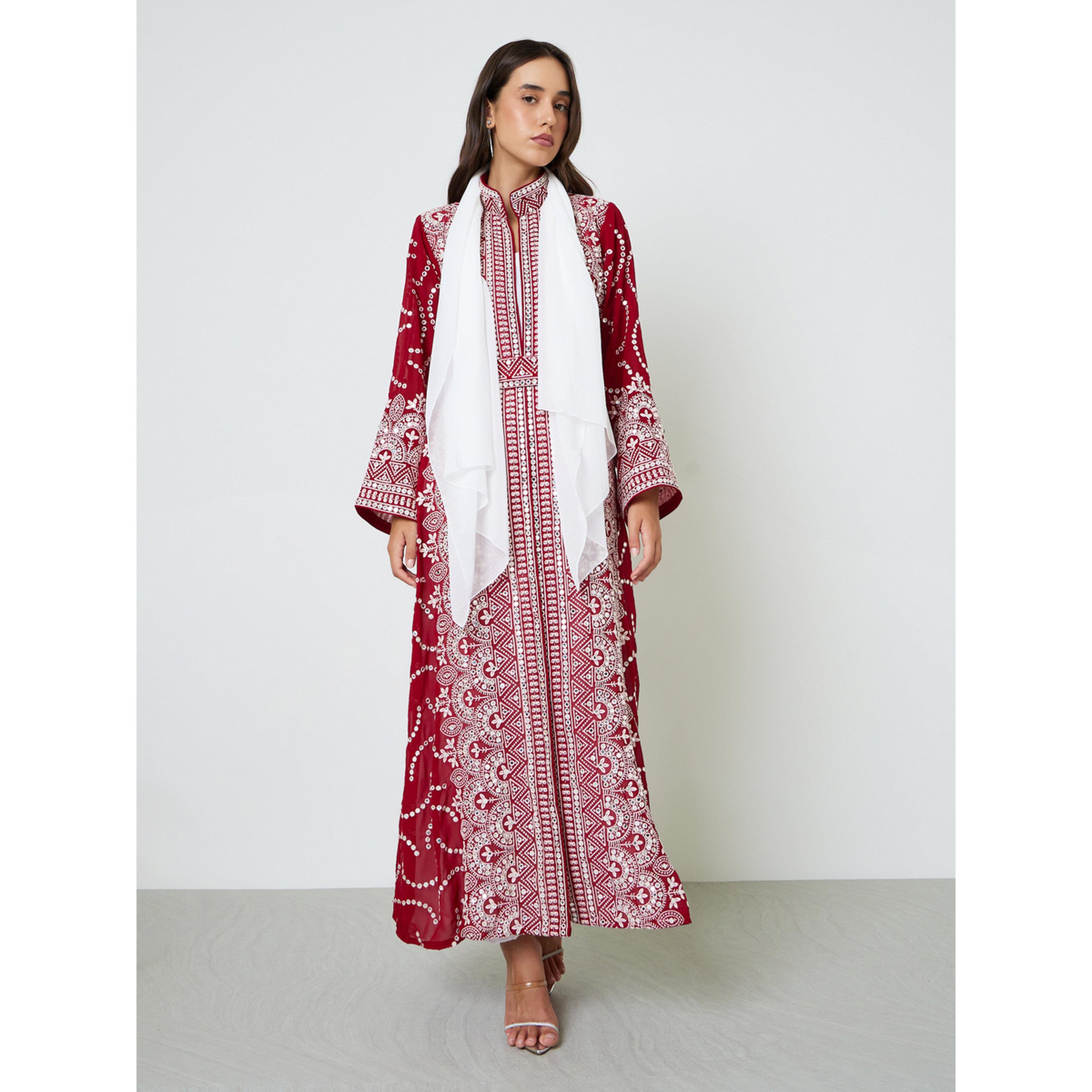 Maxim Creation X Styli Embroidered Jalabiya with Inner Dress and Belt-women-arabicclothing-jalabiyas-image-4