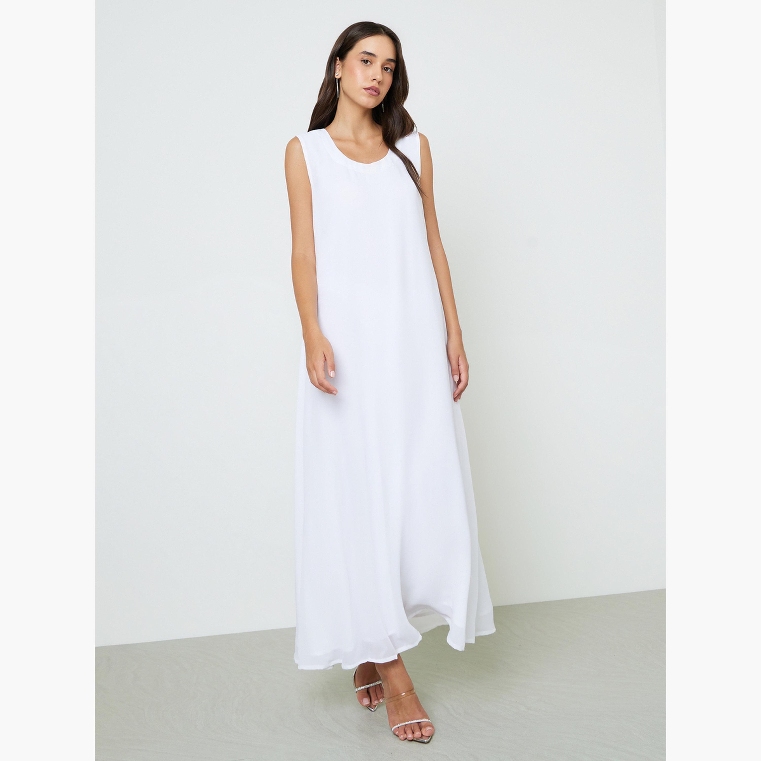 طقم جلابية بتطريز خيوط مع فستان طويل وحزام-women-arabicclothing-sets-image-2
