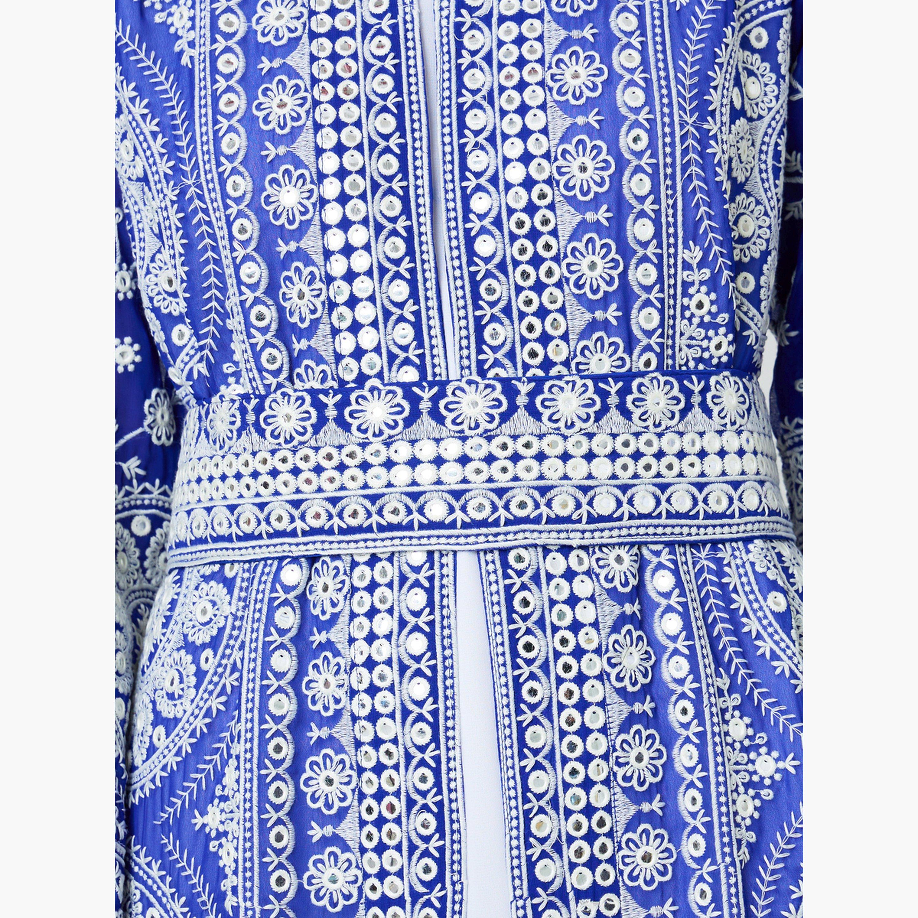 طقم جلابية بتطريز خيوط مع فستان طويل وحزام-women-arabicclothing-sets-image-6