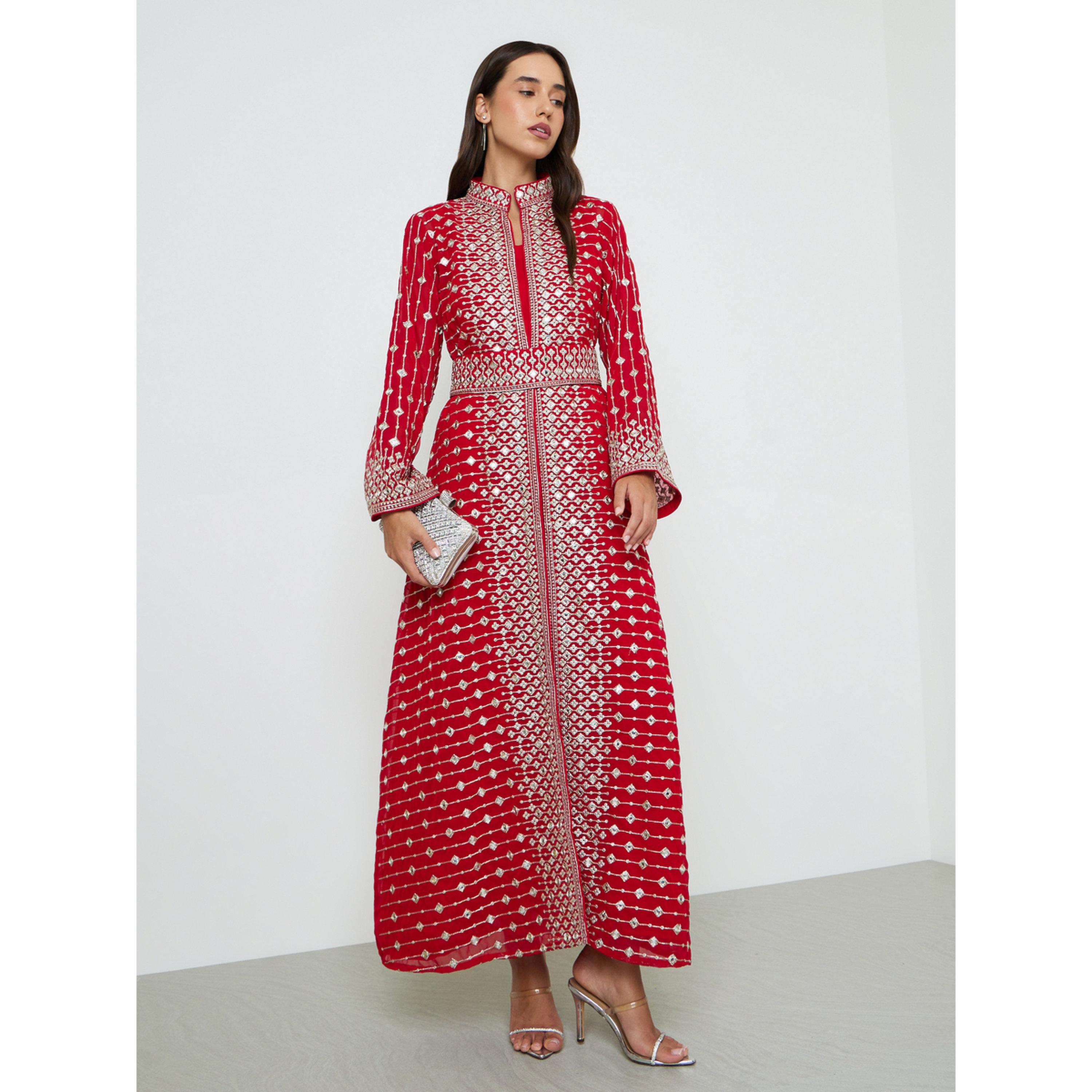 جلابية مطرزة مع فستان داخلي وحزام-women-arabicclothing-jalabiyas-image-1