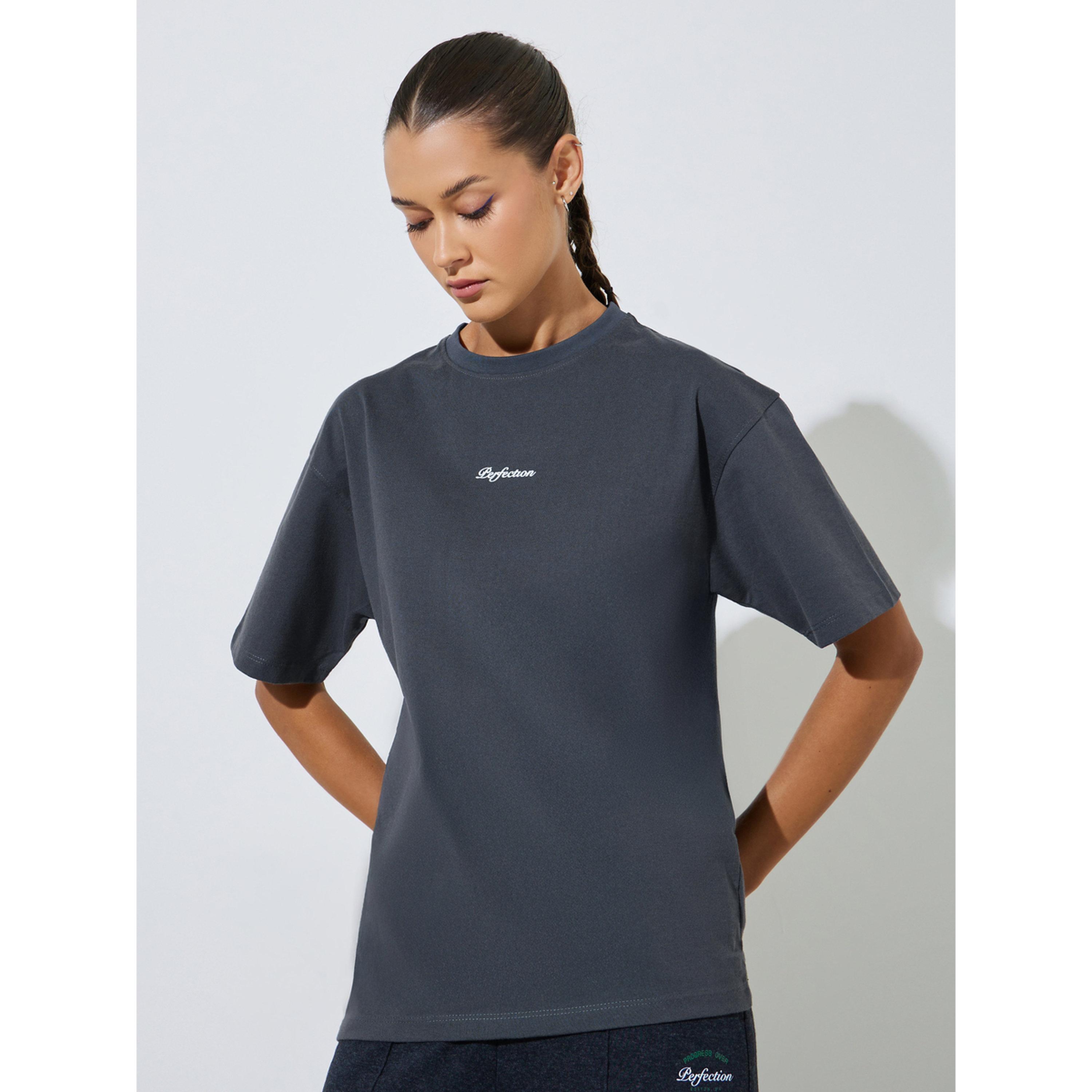 Styli Grey Front and Back Print Short Sleeves T-Shirt-women-clothing-tshirts-image-1