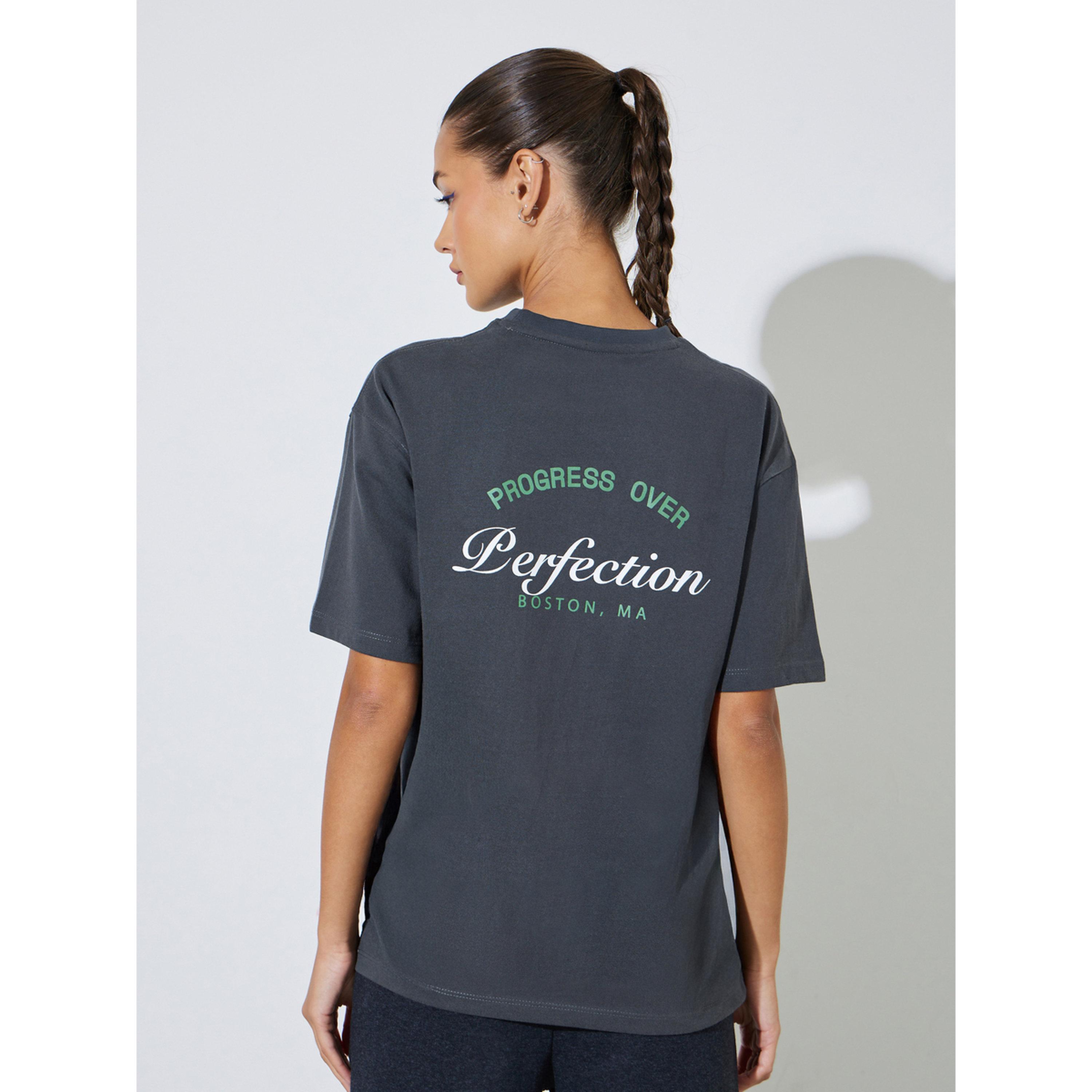 Styli Grey Front and Back Print Short Sleeves T-Shirt-women-clothing-tshirts-image-3