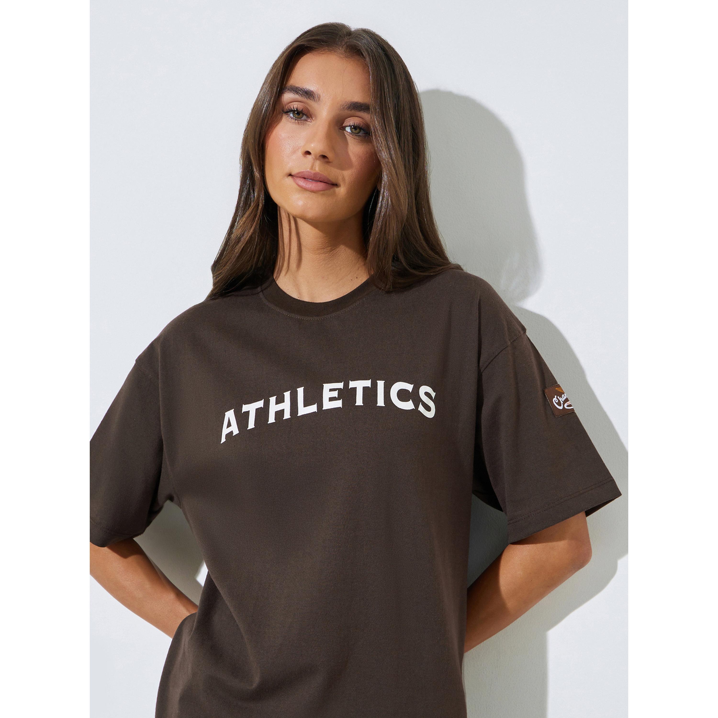 Styli Brown Slogan Print Oversized T-Shirt-women-clothing-tshirts-image-3