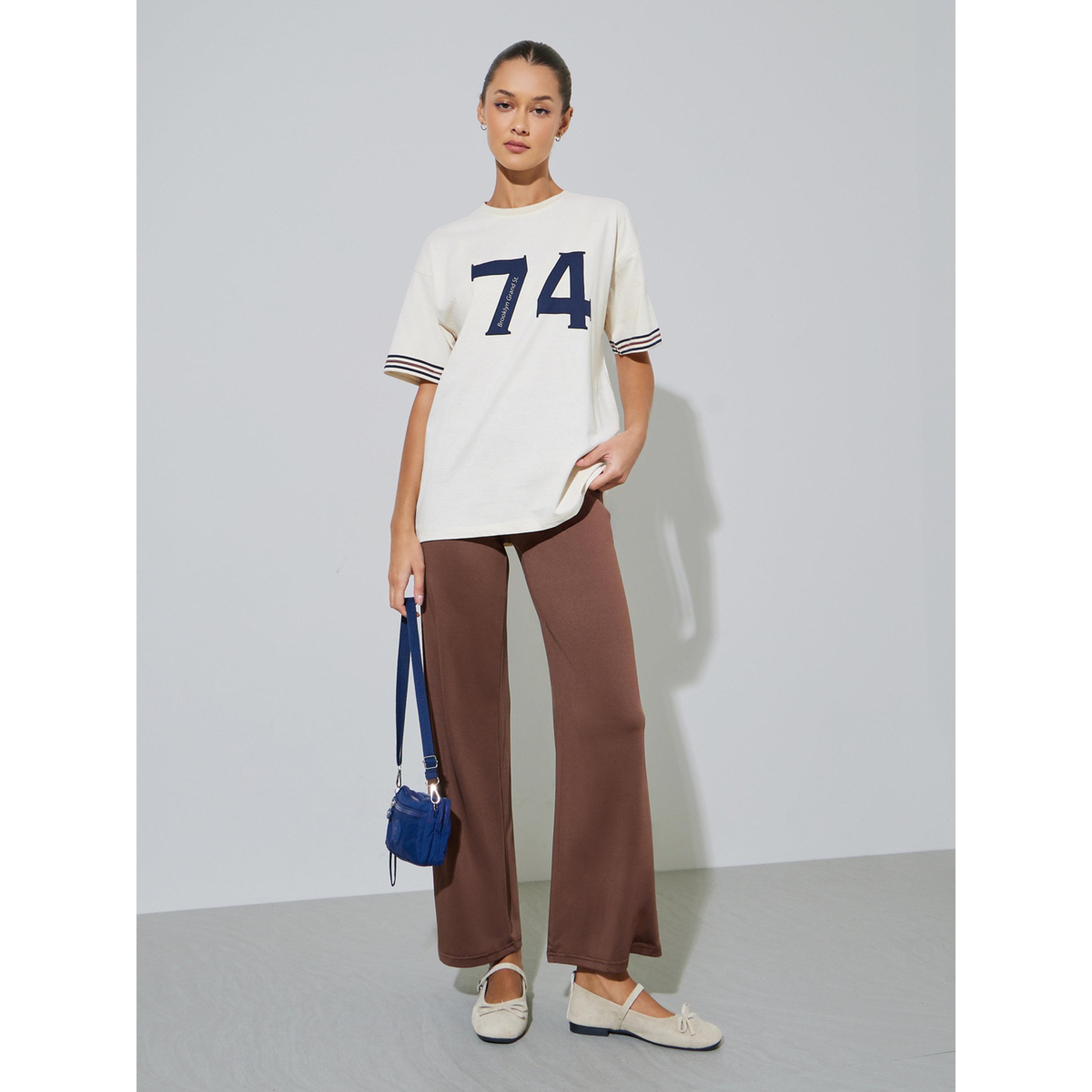 Styli Beige Graphic Print Oversized T-Shirt-women-clothing-tshirts-image-2