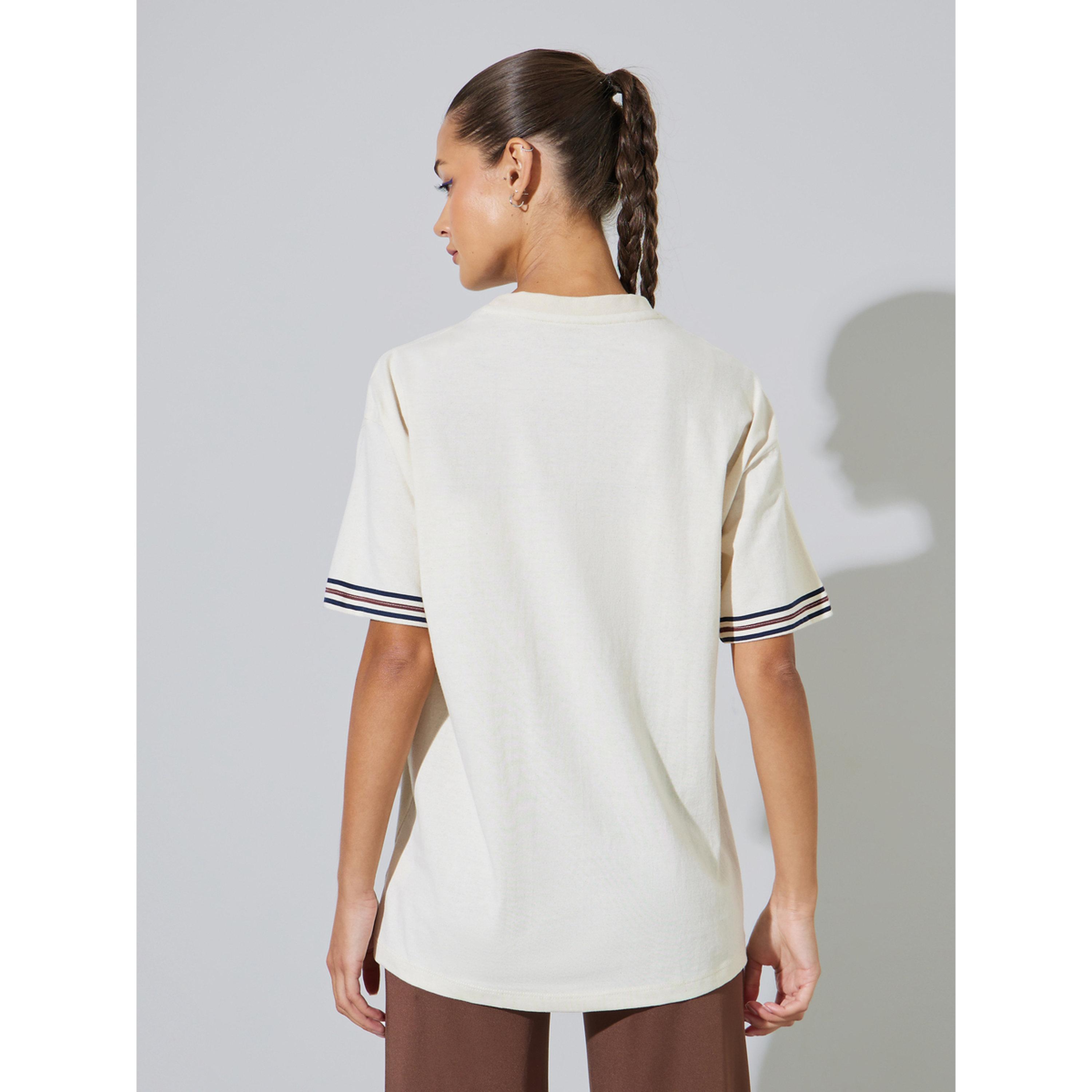 Styli Beige Graphic Print Oversized T-Shirt-women-clothing-tshirts-image-3