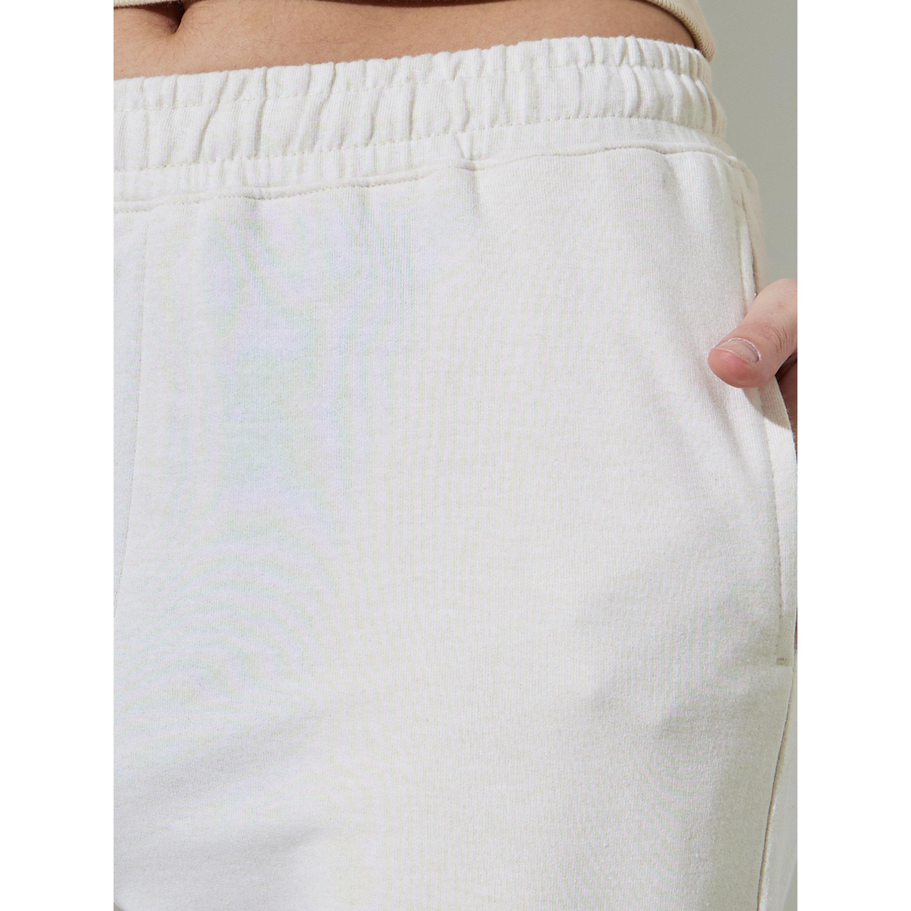 Styli Cream Solid Mid-Rise Cuffed Joggers-women-clothing-joggers-image-3