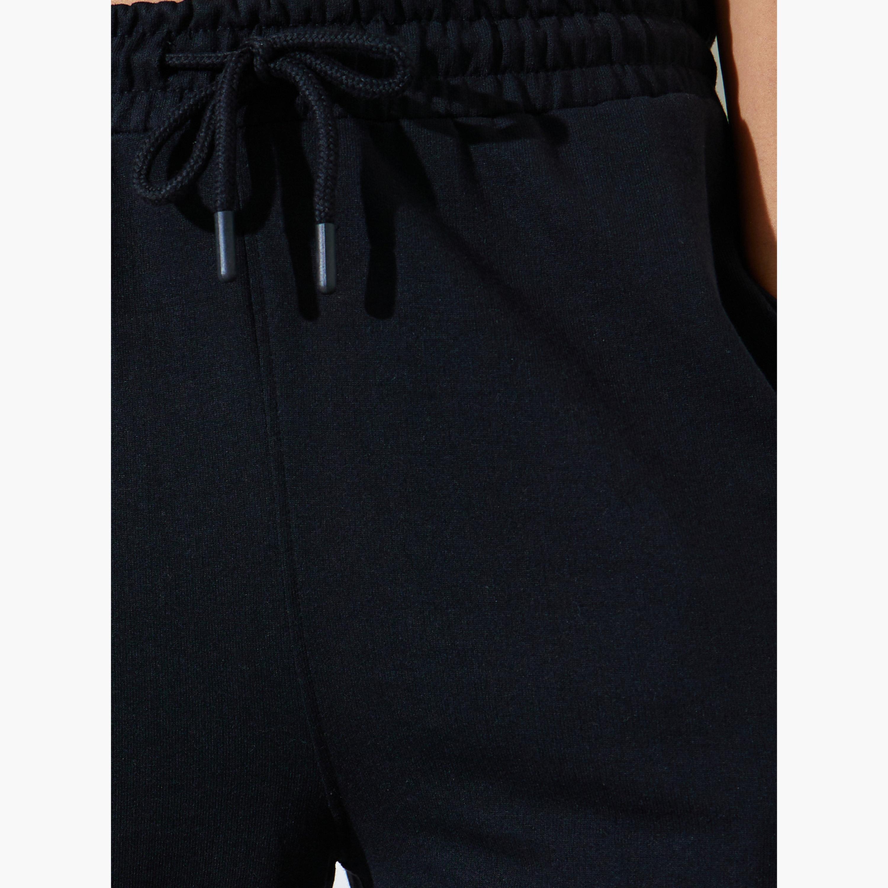 Styli Black Cotton Blend Wide Leg Joggers-women-clothing-bottoms-joggers-image-3