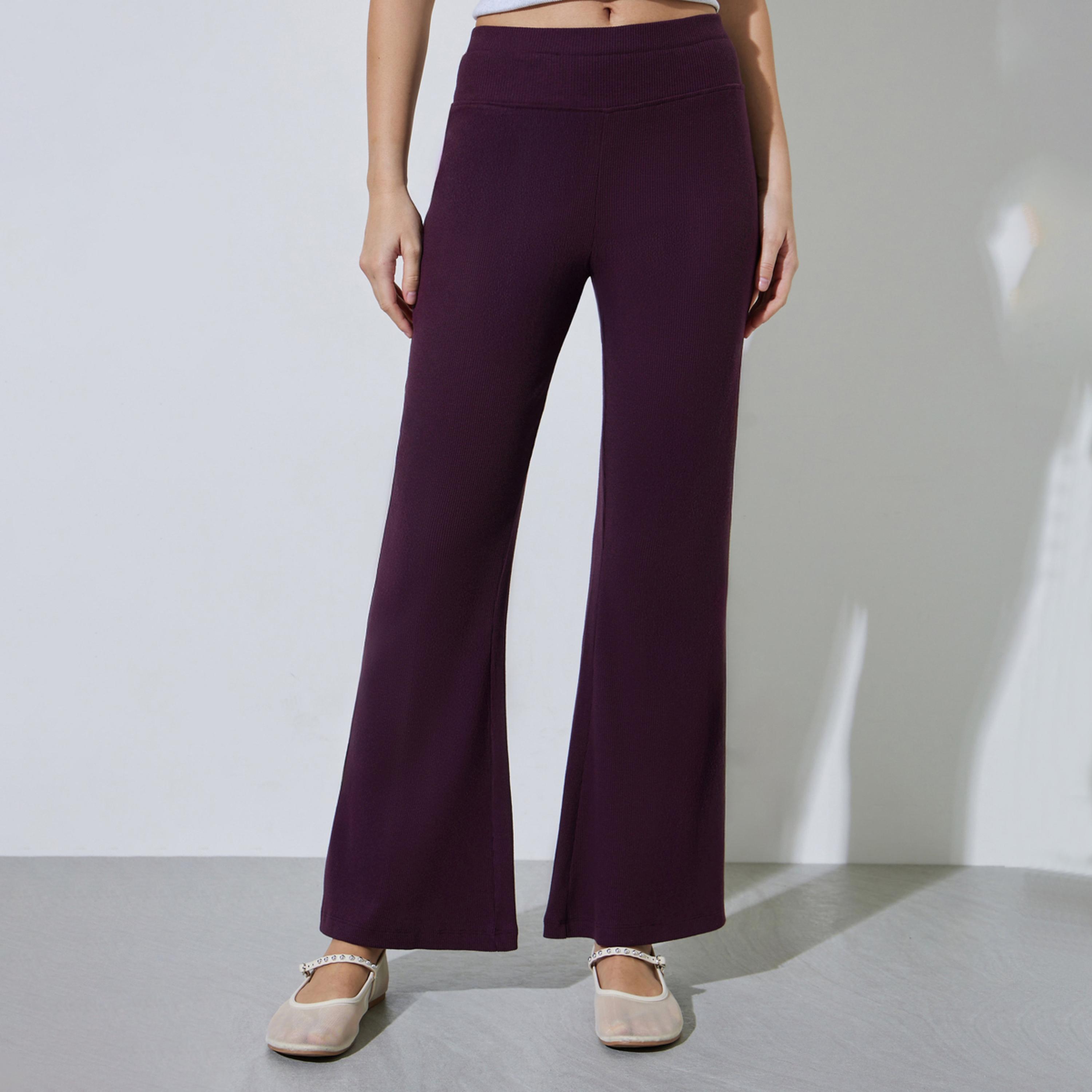 ليقنز مضلع بحافة واسعة بتفاصيل بارزة الملمس-women-clothing-leggings-image-1