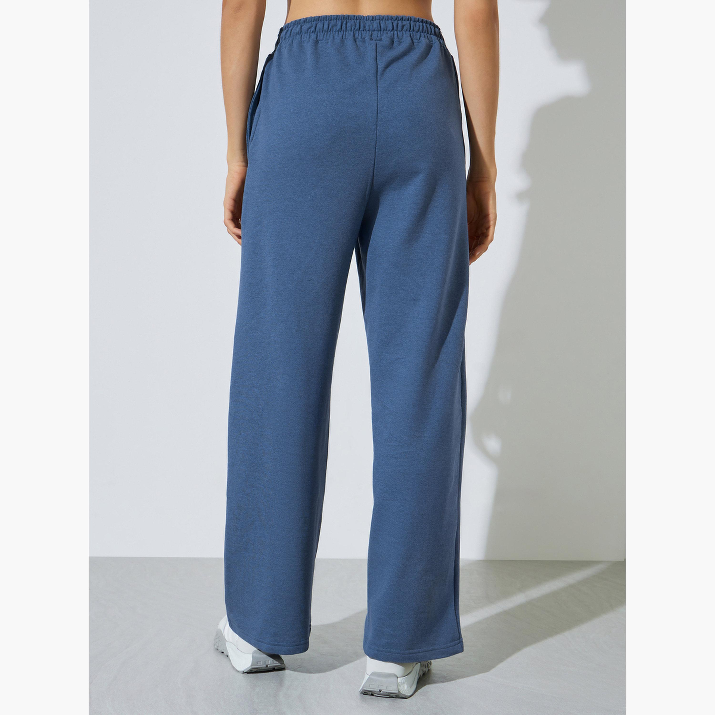 Styli Blue Wide Leg Joggers with Side Pocket-women-clothing-bottoms-joggers-image-4