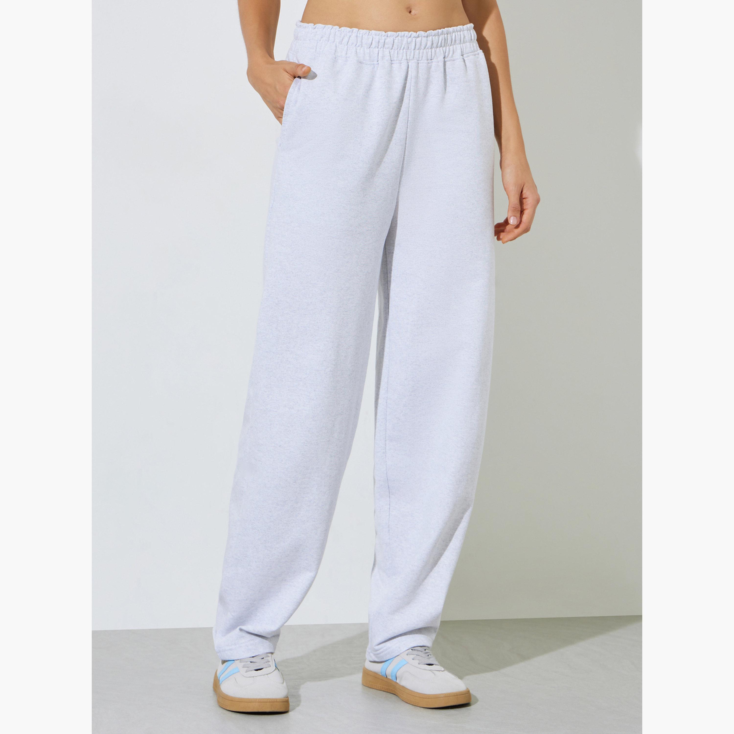 Styli Grey Barrel Fit Cotton Blend Joggers-women-clothing-bottoms-joggers-image-1