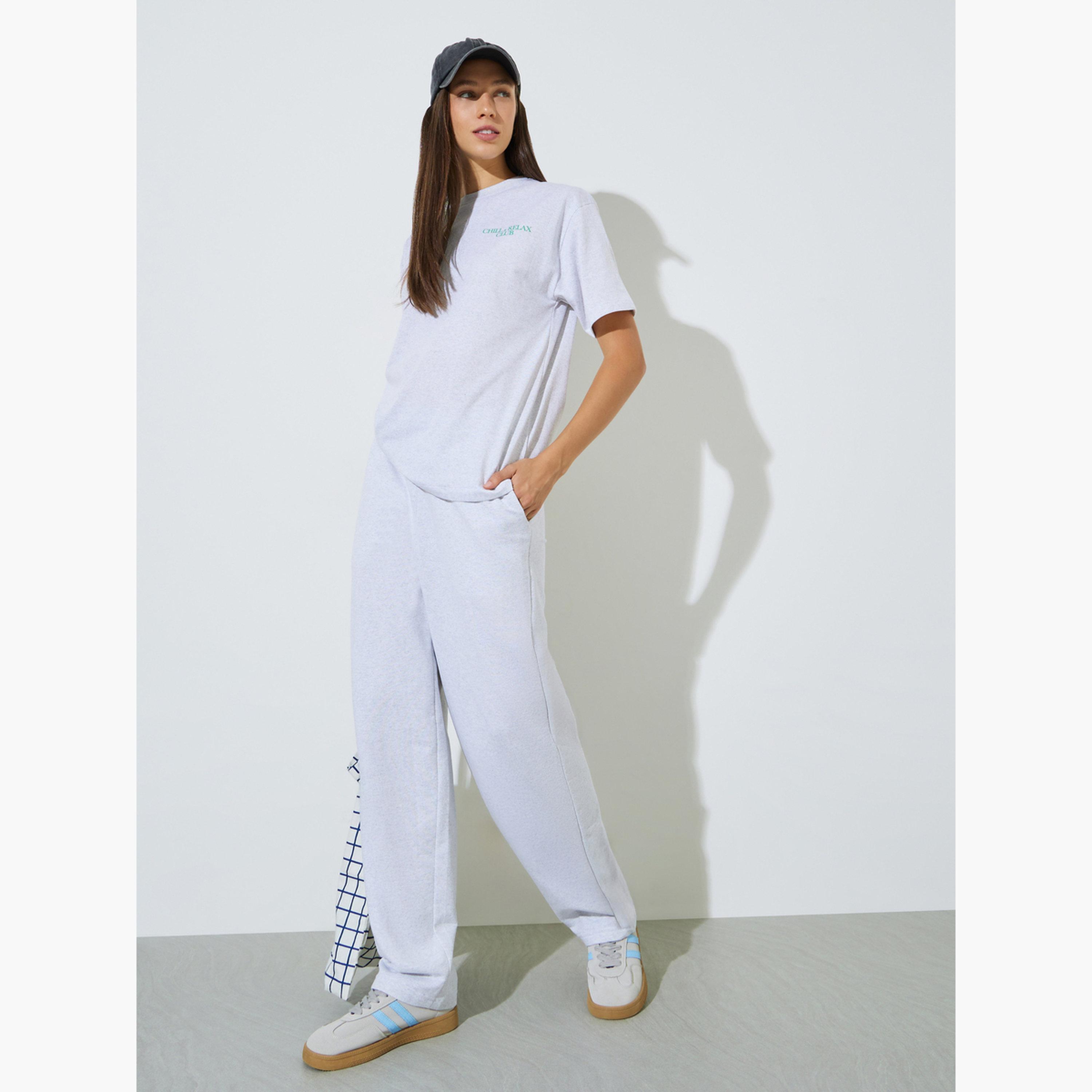 Styli Grey Barrel Fit Cotton Blend Joggers-women-clothing-bottoms-joggers-image-2