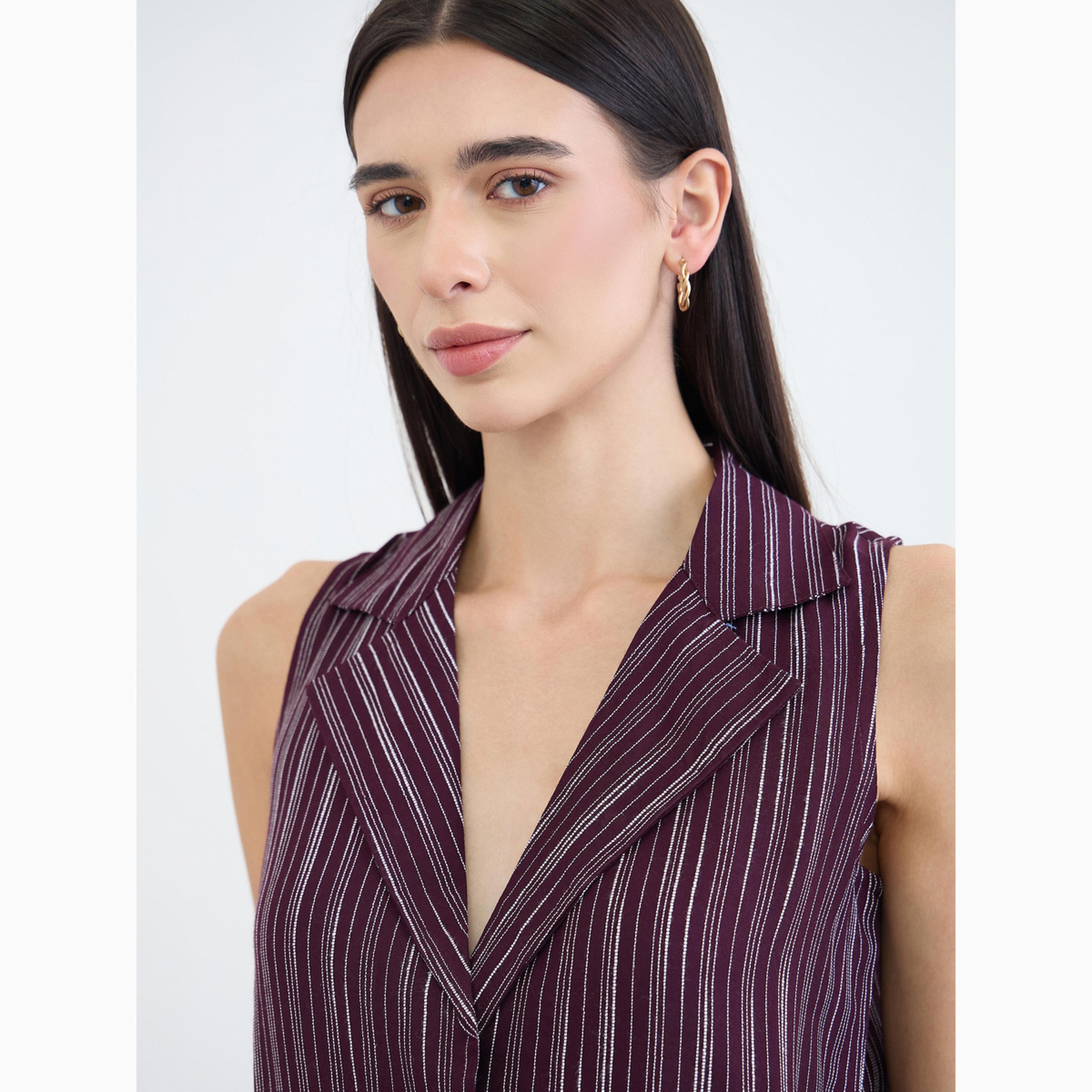 طقم منسق عنابي مخطط صدرية وبنطال بأرجل واسعة-women-clothing-coordsets-image-6