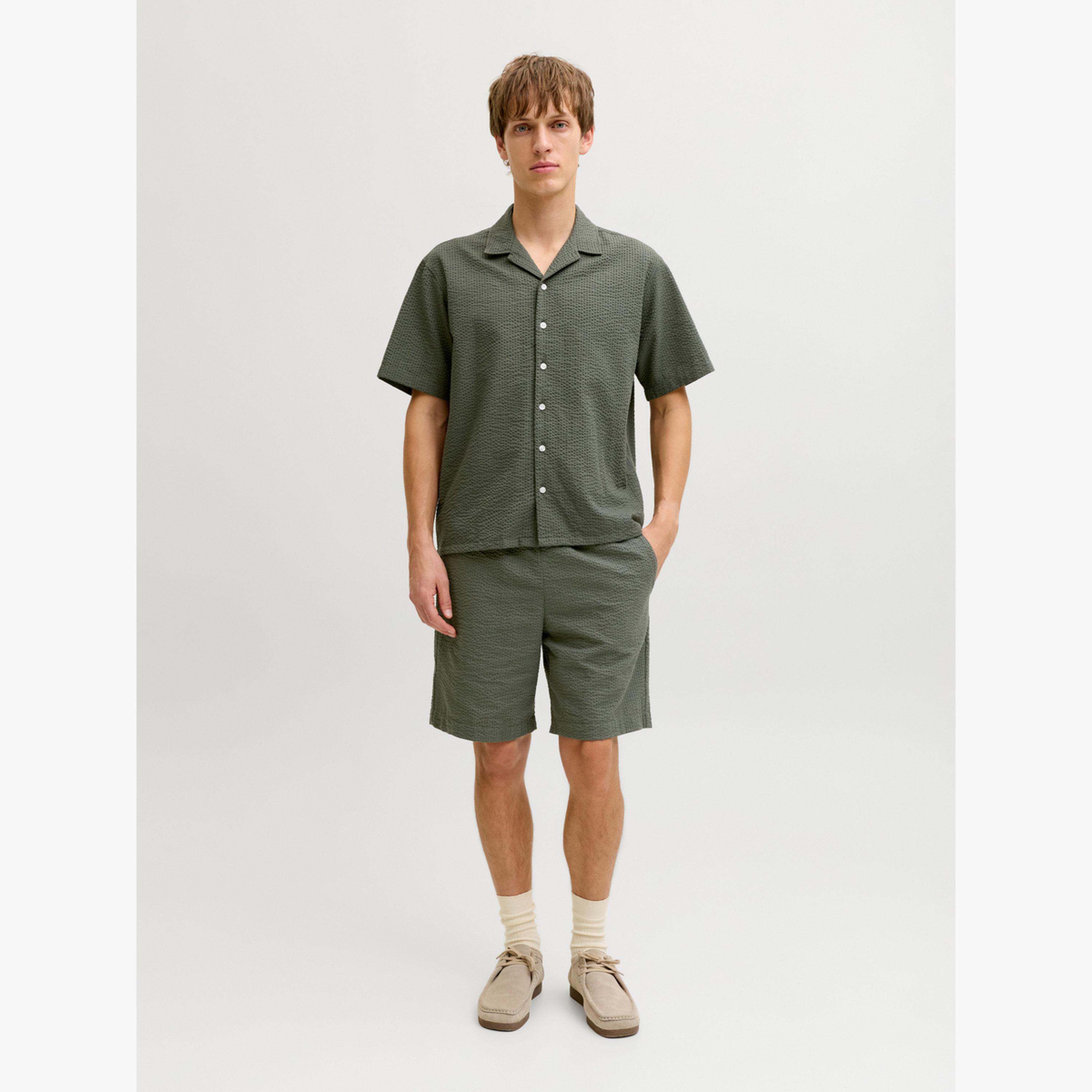 REBEL Green Resort Collar Seersucker Shirt-men-clothing-shirts-image-2