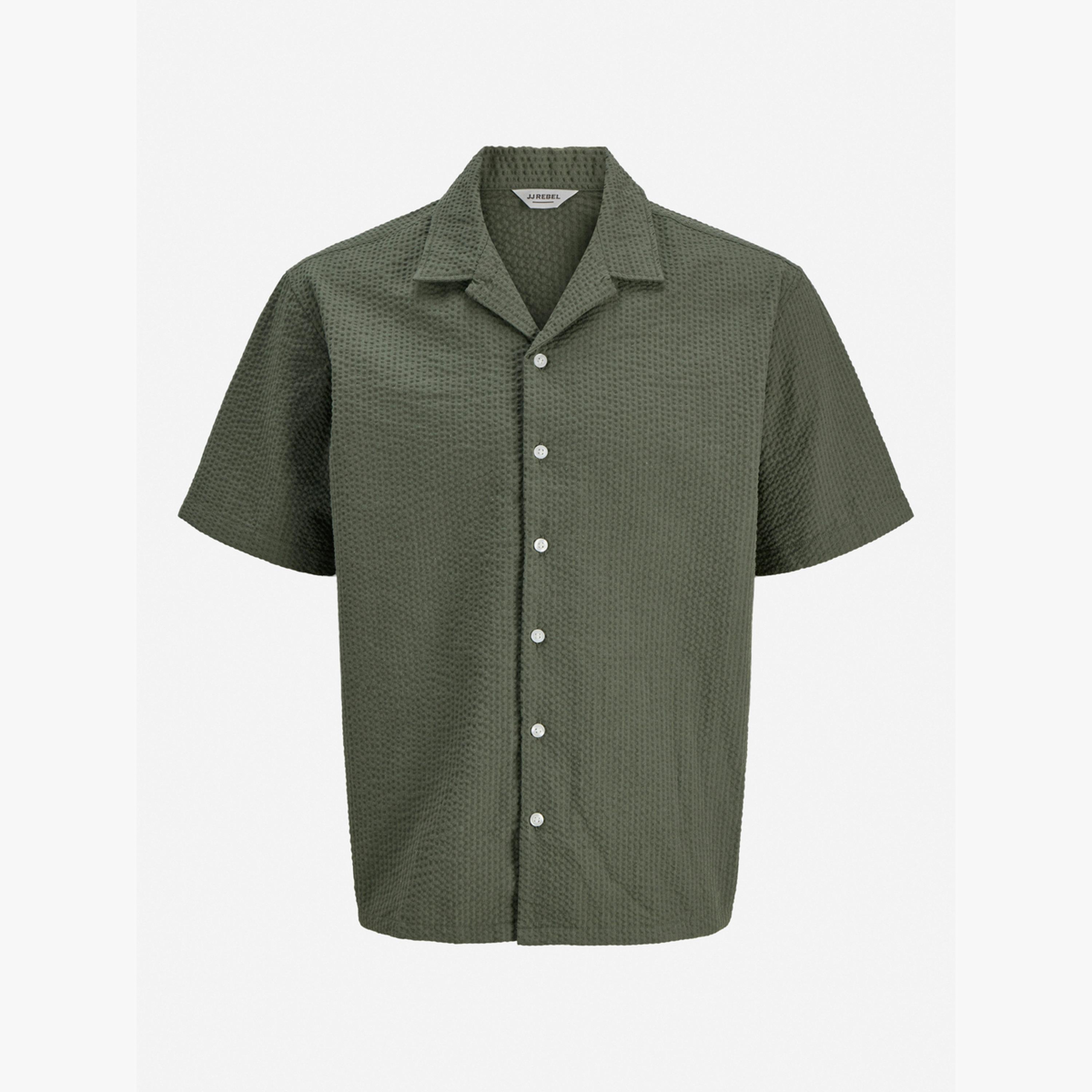 REBEL Green Resort Collar Seersucker Shirt-men-clothing-shirts-image-5