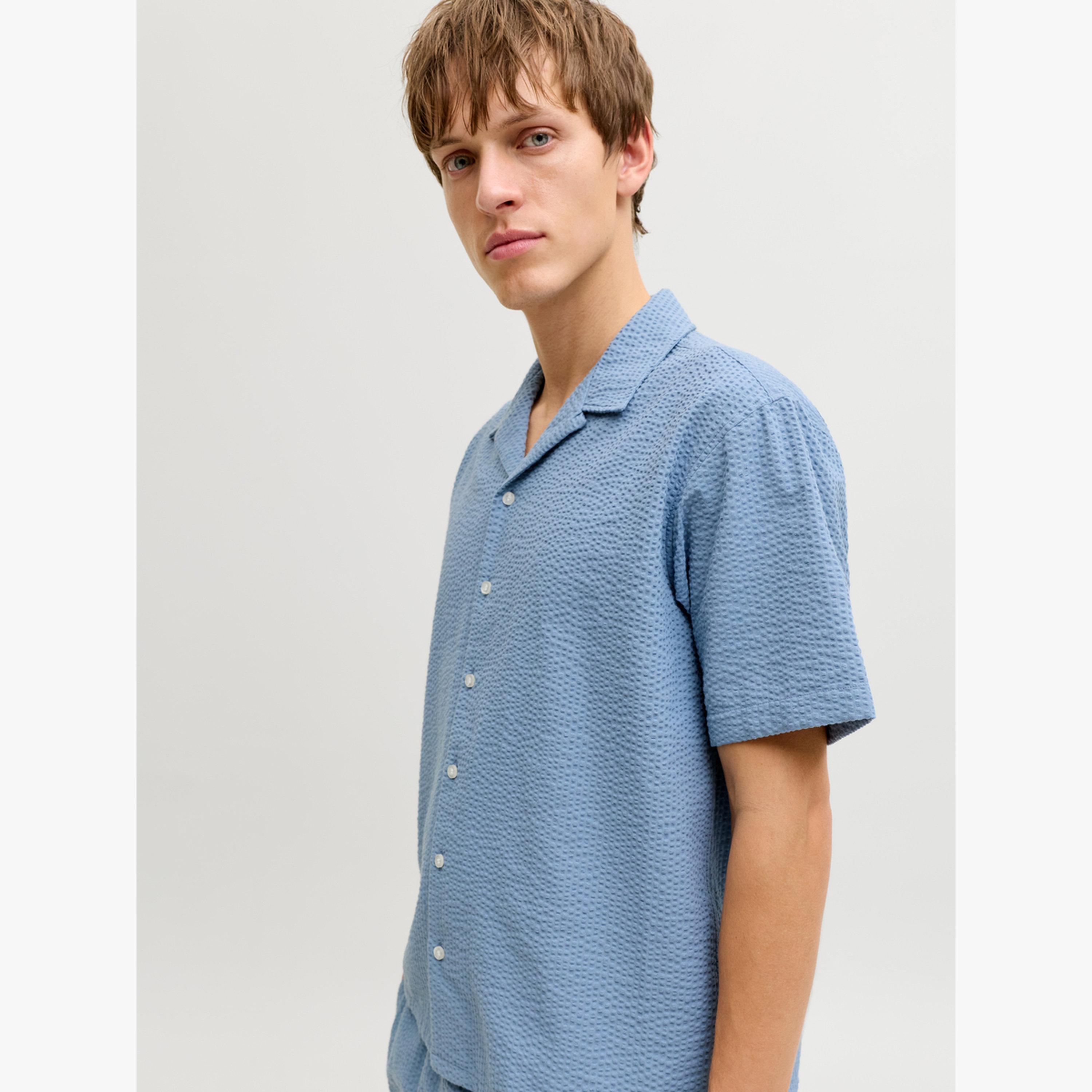 REBEL Blue Resort Collar Seersucker Shirt-men-clothing-shirts-image-4