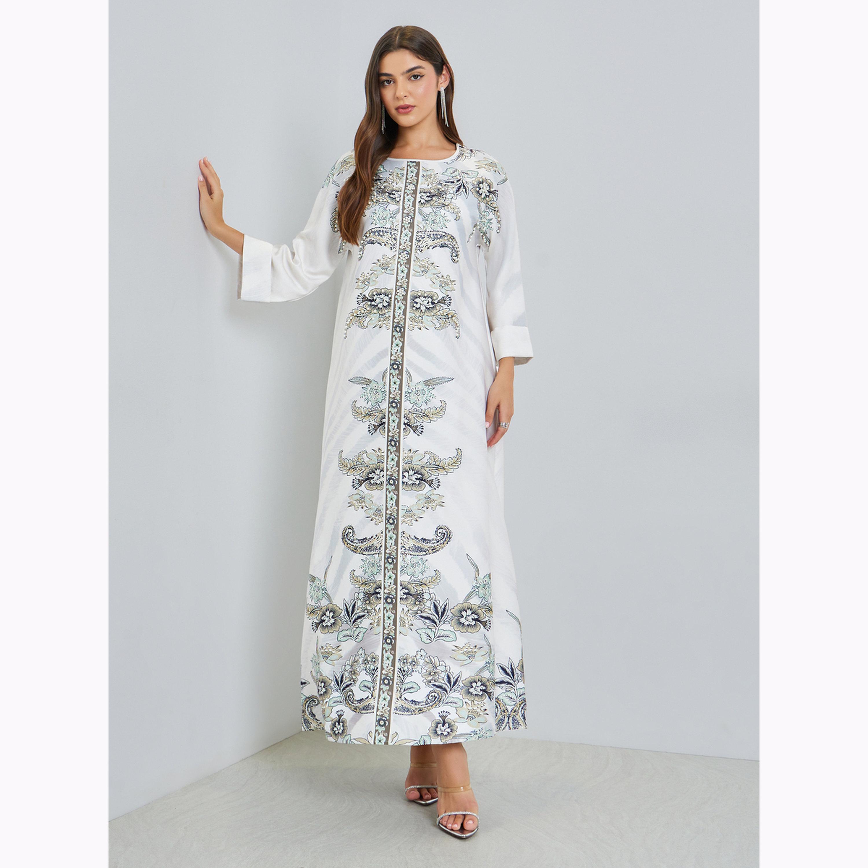 Styli Printed Rhinestone Embellished A-Line Jalabiya-women-arabicclothing-jalabiyas-image-3