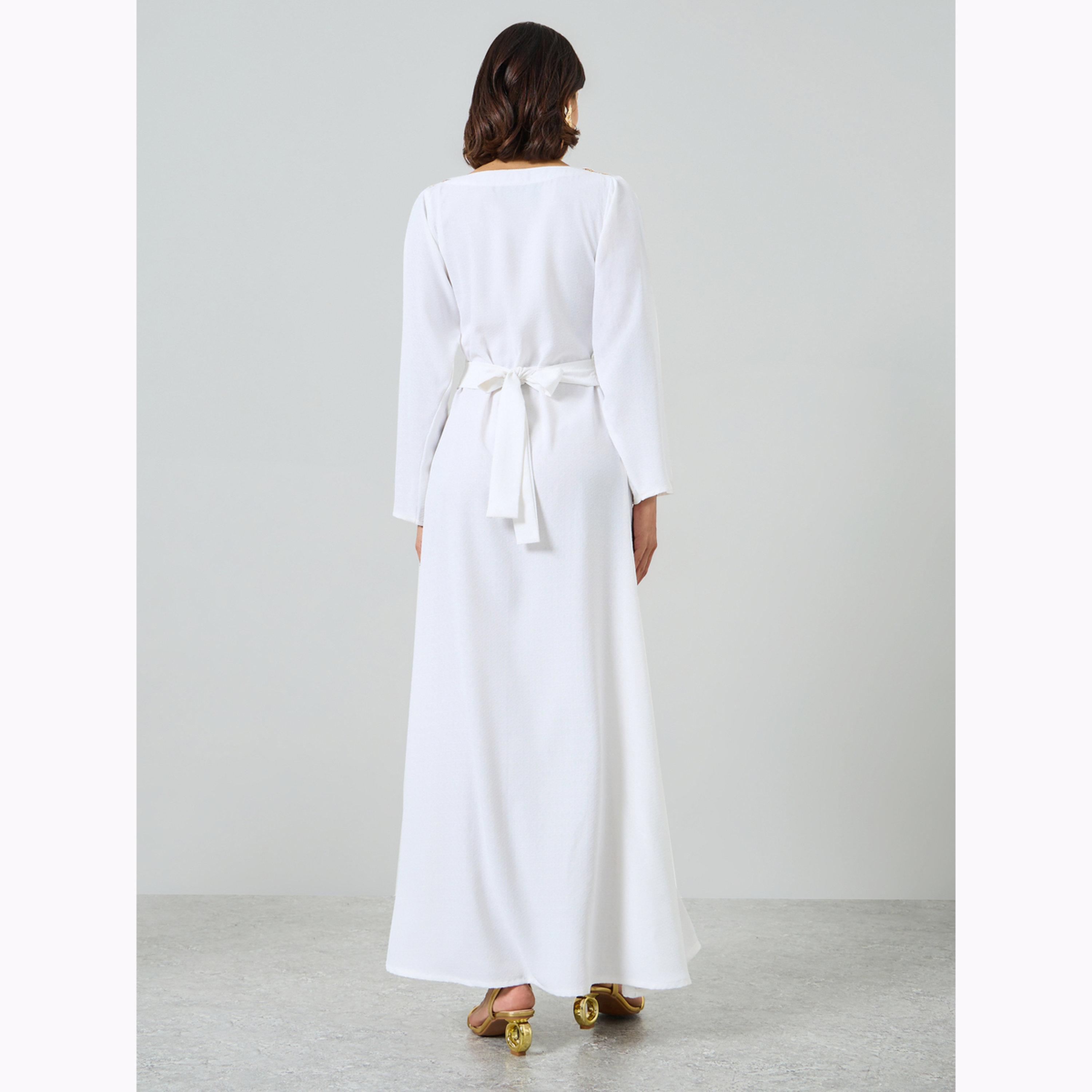 فستان طويل بتفاصيل أوراق شجر ميتاليك-women-clothing-dresses-image-4