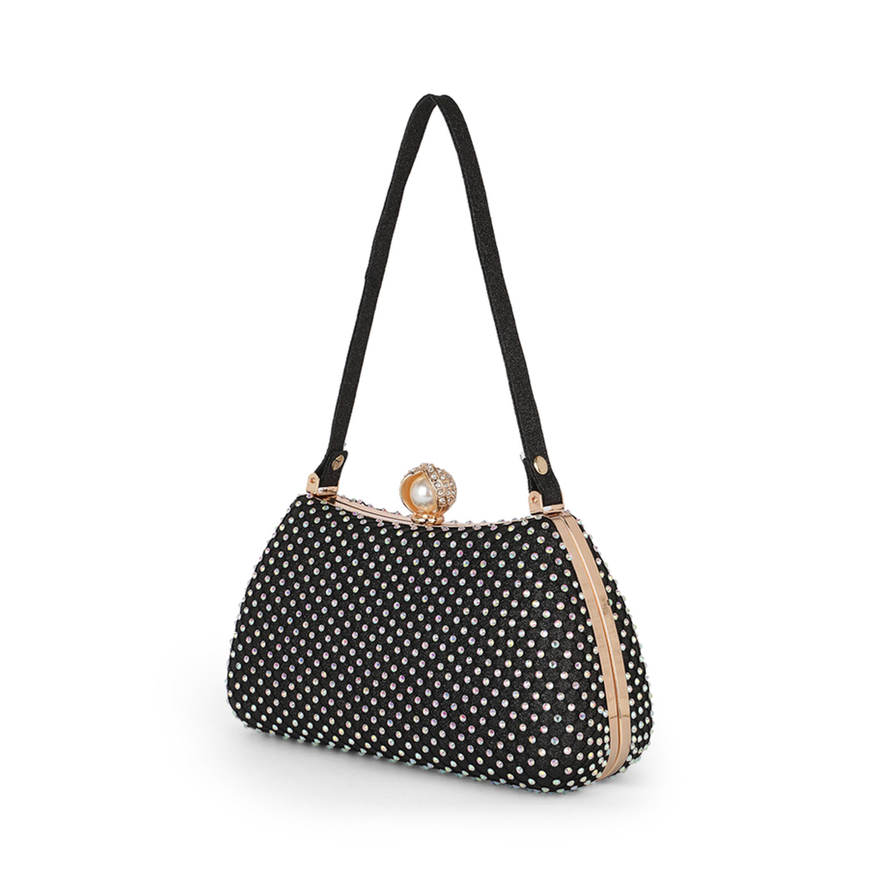 Globus X Styli Black Embellished Clutch with Chain Strap-women-bagsandwallets-handbags-image-2
