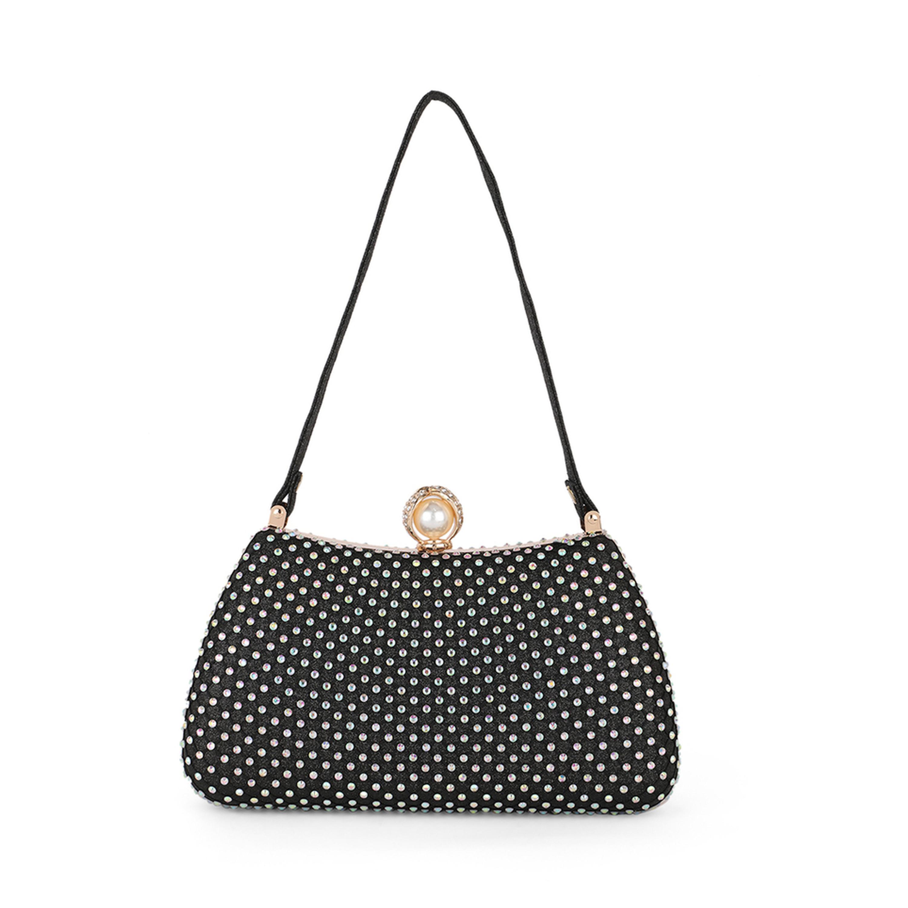 Globus X Styli Black Embellished Clutch with Chain Strap-women-bagsandwallets-handbags-image-3