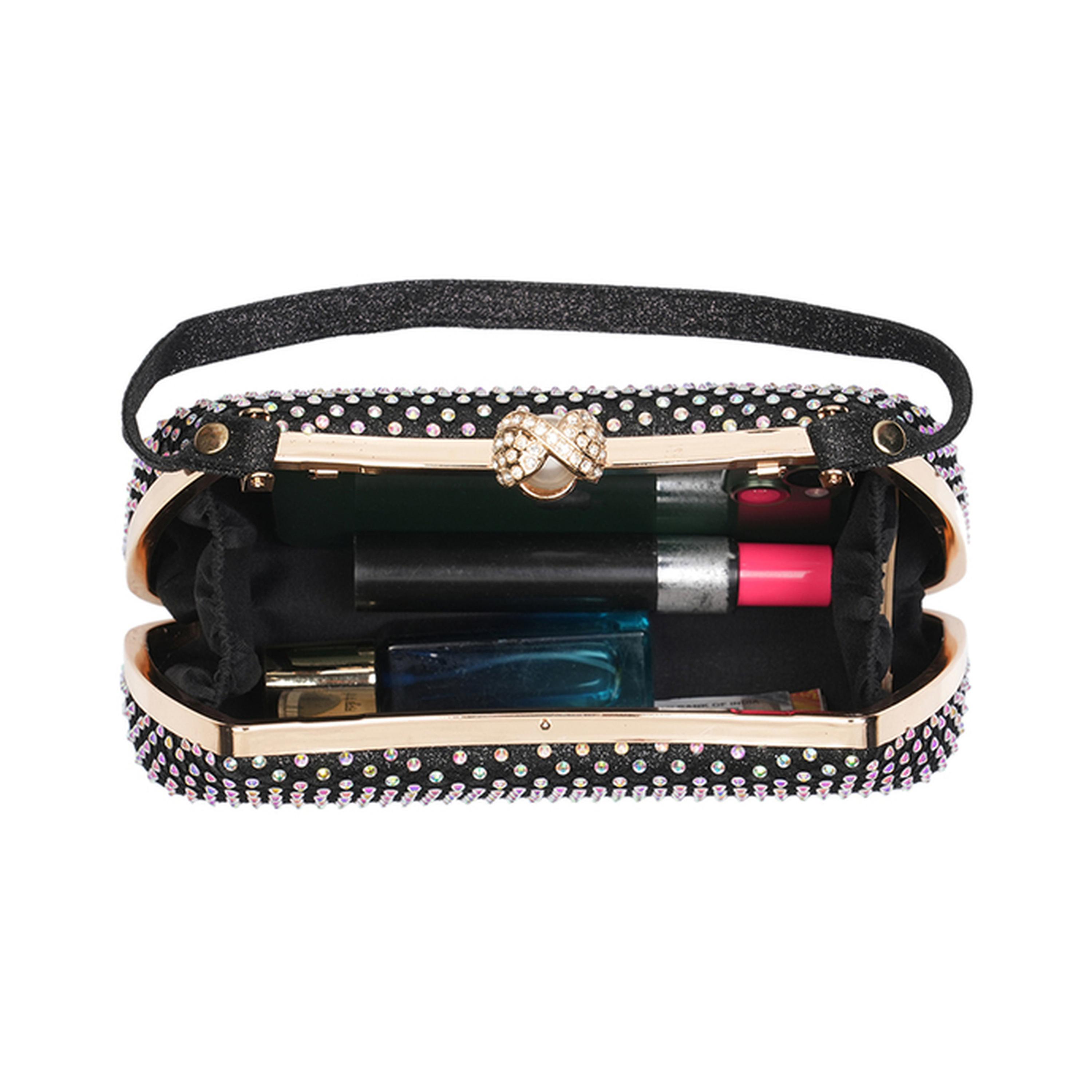 Globus X Styli Black Embellished Clutch with Chain Strap-women-bagsandwallets-handbags-image-5