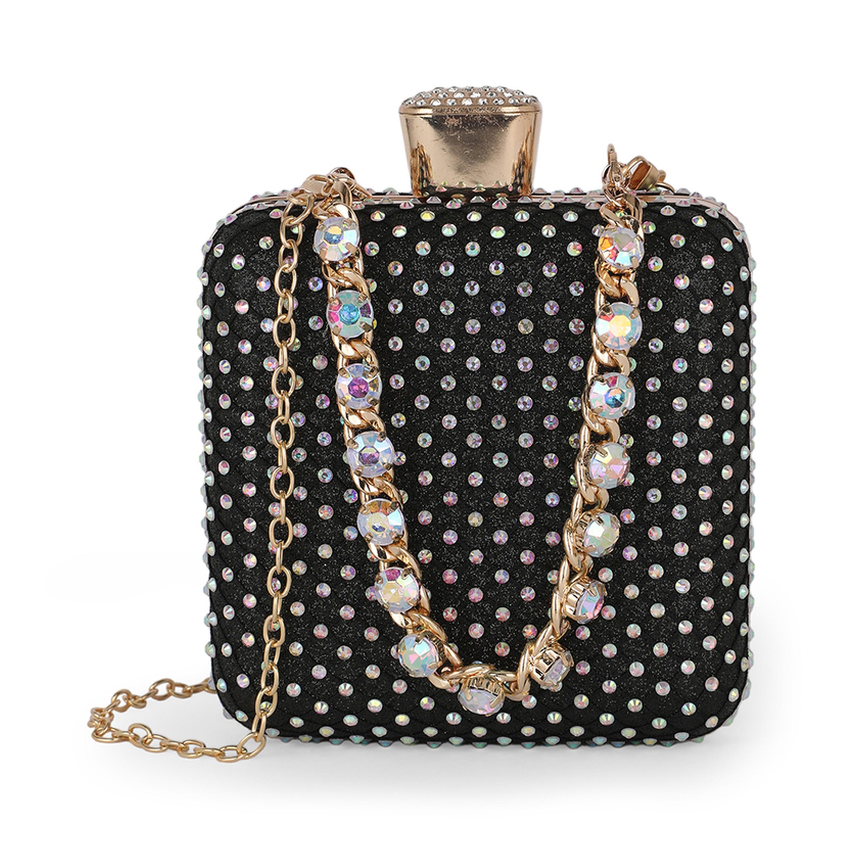 Globus X Styli Black Embellished Square Clutch-women-bagsandwallets-handbags-image-1